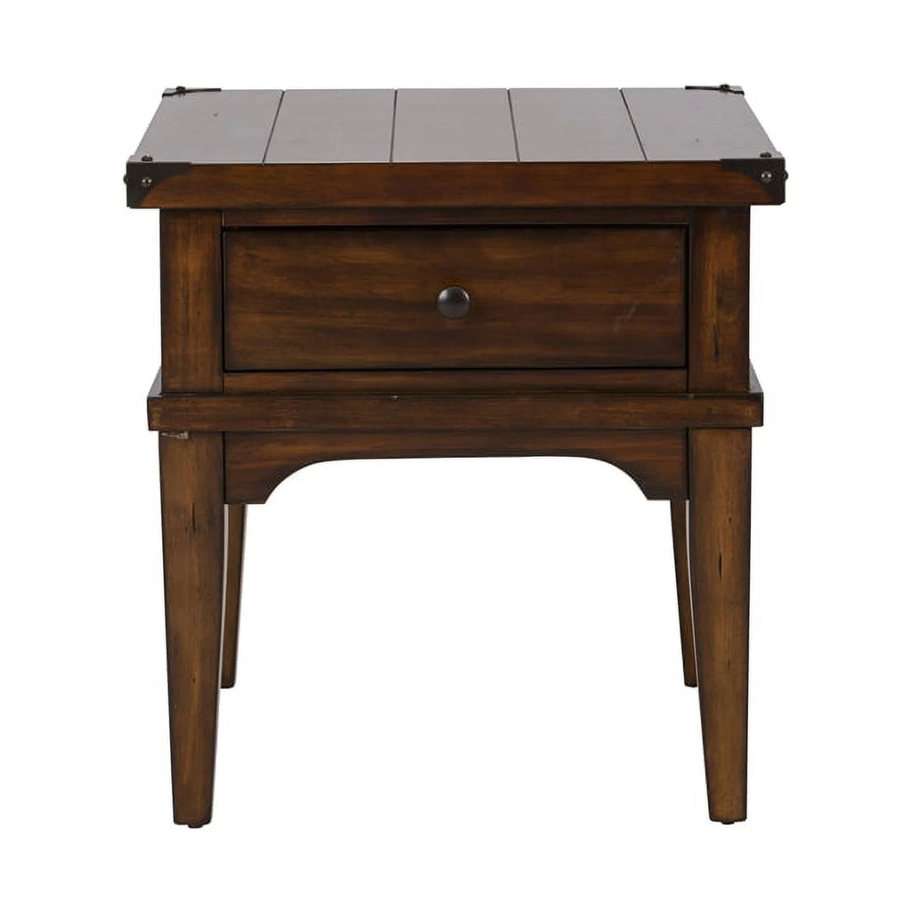 Aspen Skies Medium Brown Wood End Table