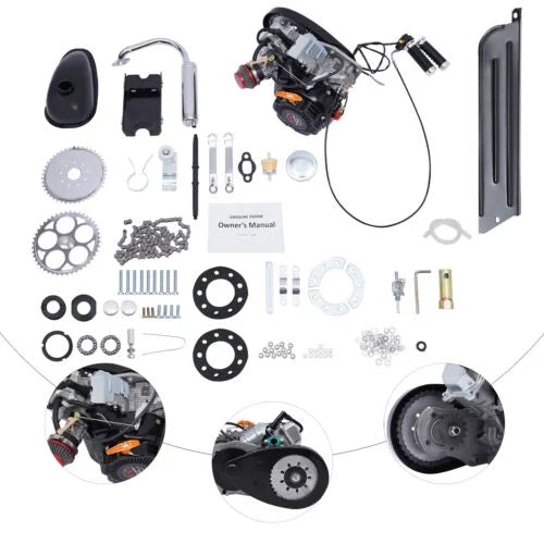 100cc 4-Stroke Gas Motorized Motorized Bicycle Kit Bike Engine Single Cylinder
