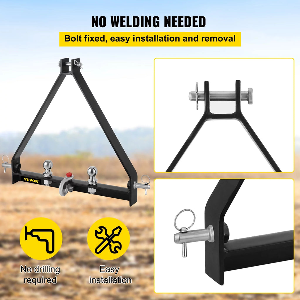 VEVOR 3 Point BX Trailer Hitch, 8000lbs Capacity Compact Tractor Drawbar, 25"Length Fits Category 1 Tractors Trailers
