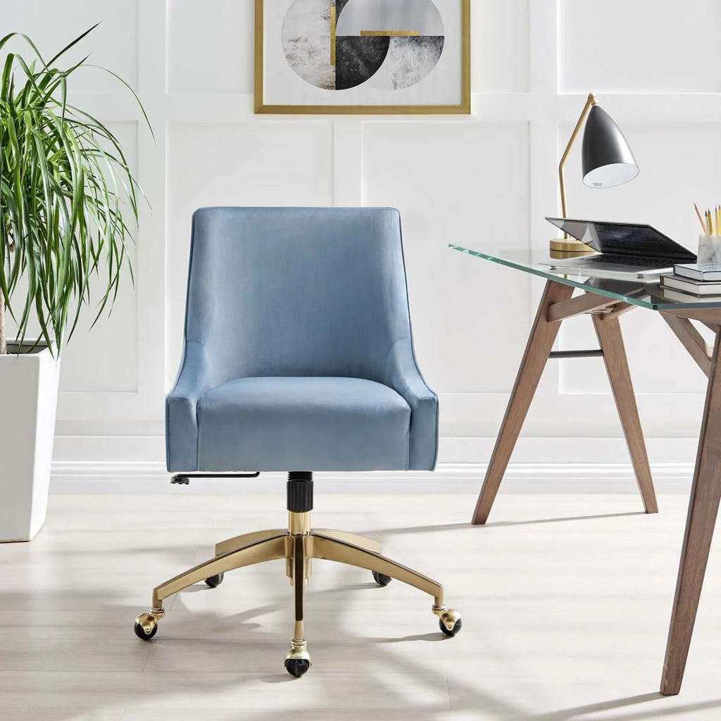 Discern Performance Velvet Office Chair Light Blue