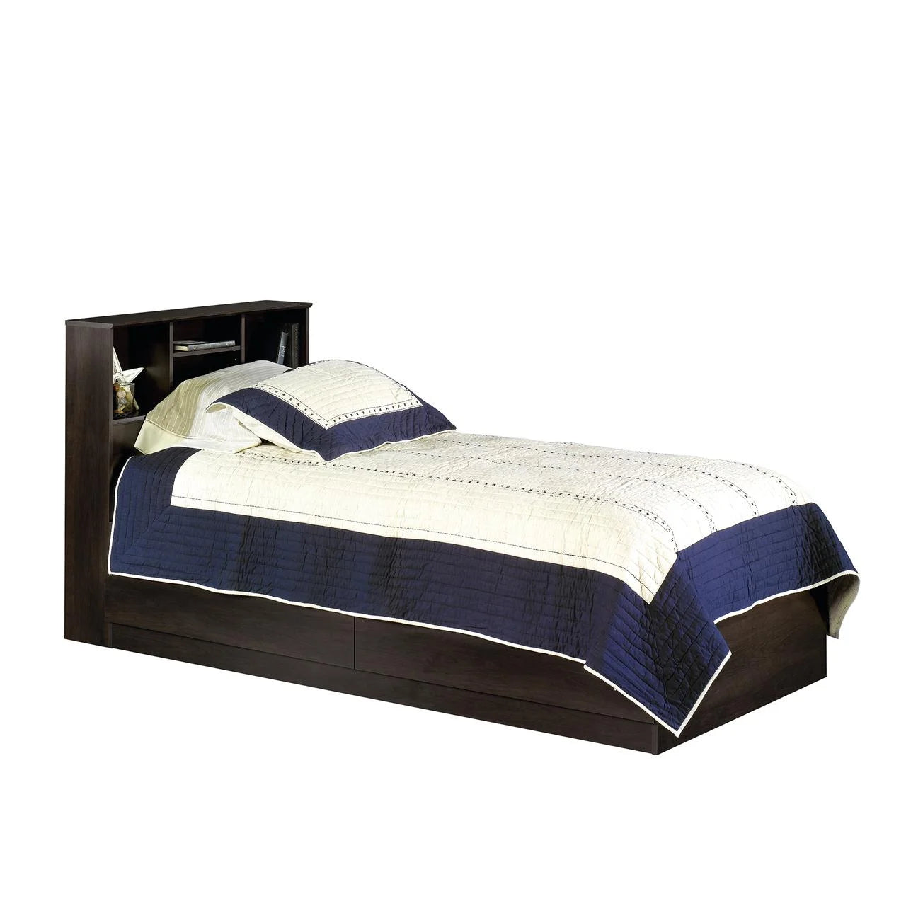 Your Zone Storage Bed with Bookcase Headboard, Twin, Espresso Finish