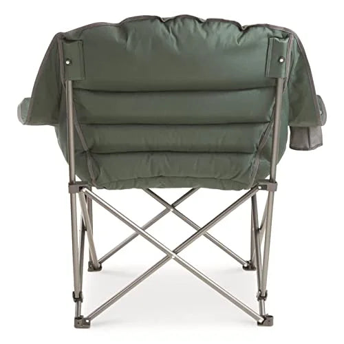Guide Gear Oversized XL Padded Camping Chair, Portable, Folding, Large Camp Lounge Chairs for Outdoor, Adults, Men and Women, Heavy-Duty 400-lb. Capacity, with Cup Holder
