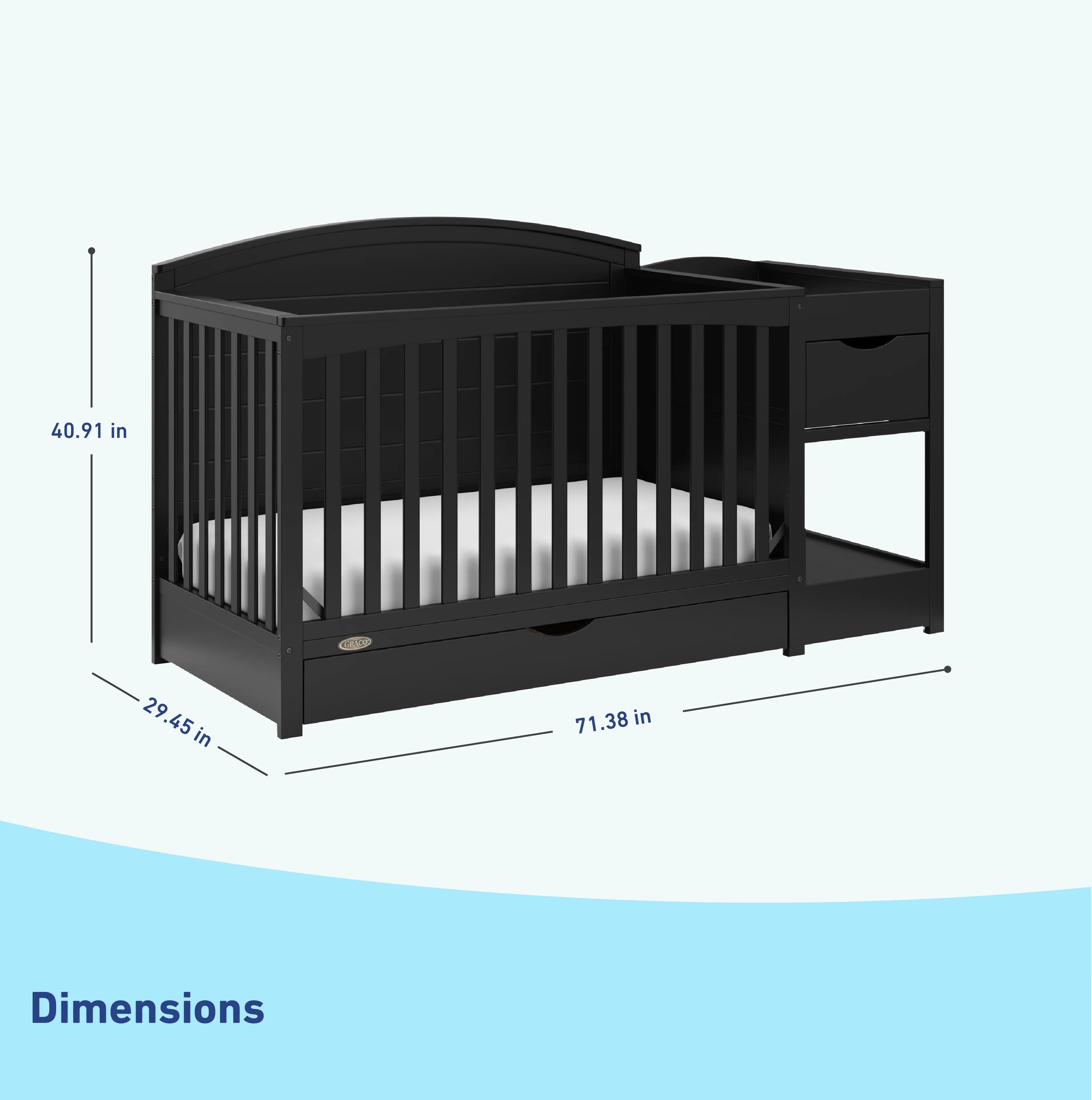 Graco Bellwood 5-in-1 Convertible Crib and Changer, White