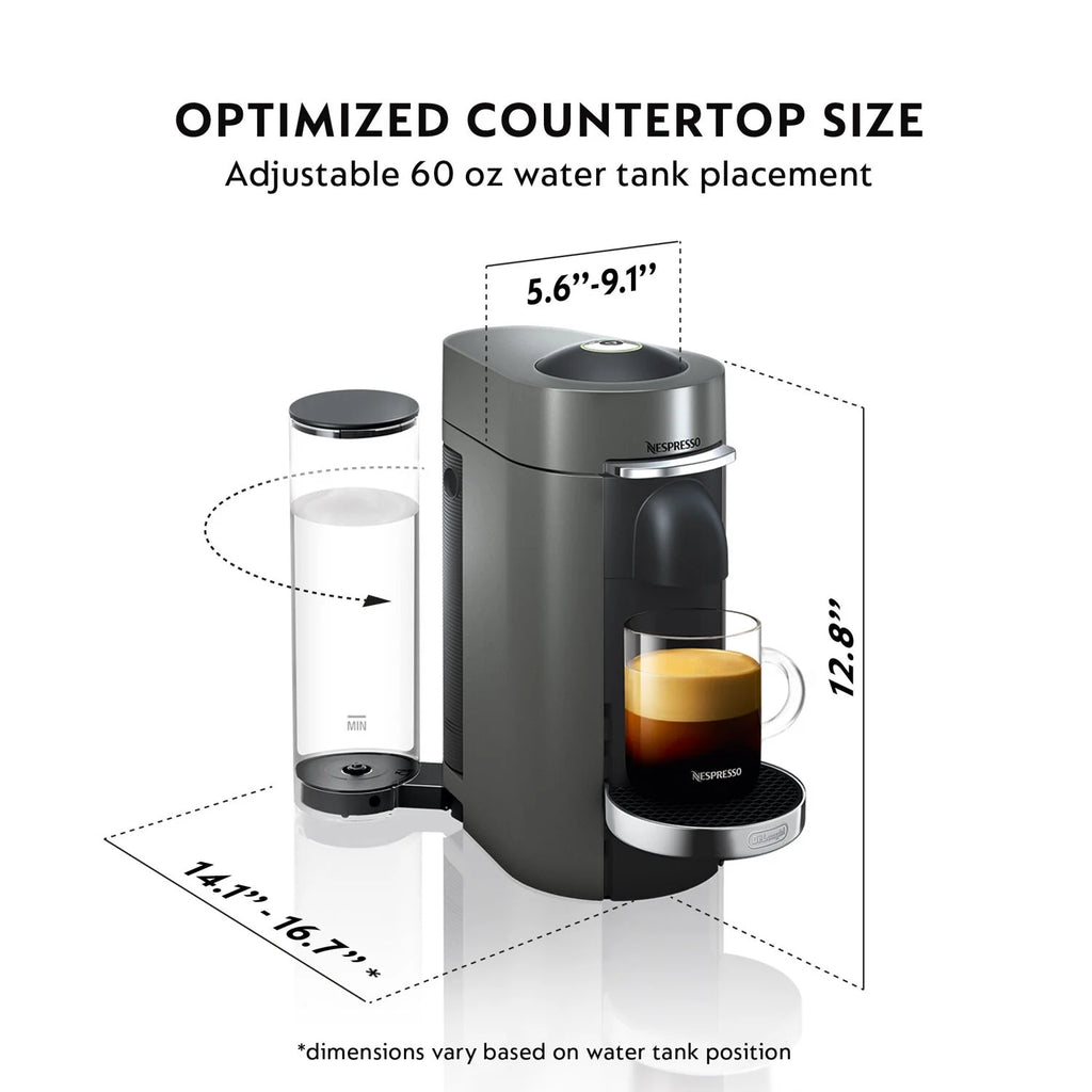 Nespresso Vertuo Plus Deluxe Coffee & Espresso Machine by De'Longhi with Aerocinno, Titan