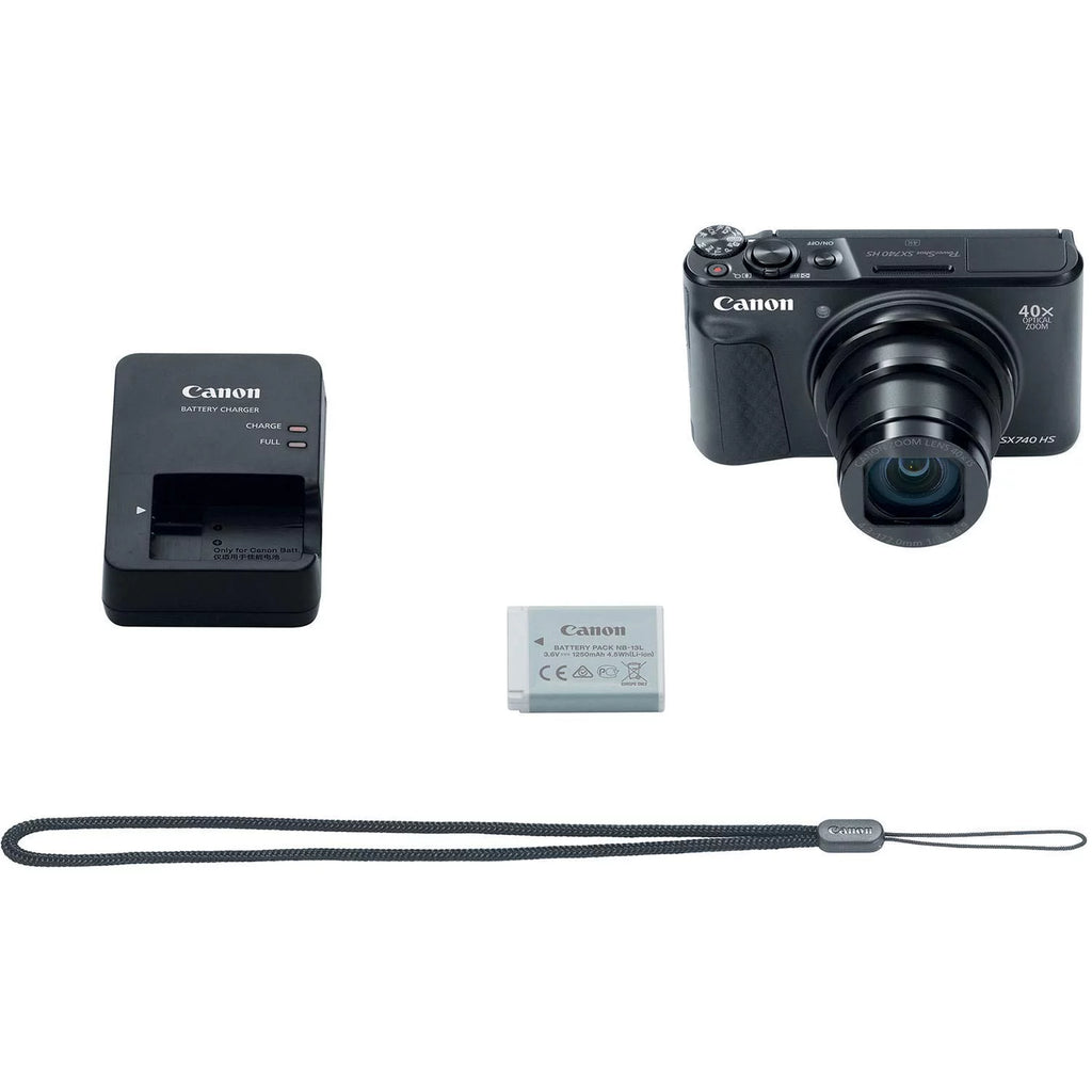 Canon Powershot SX740 HS 4K Video Digital Camera Black + Advanced Bundle