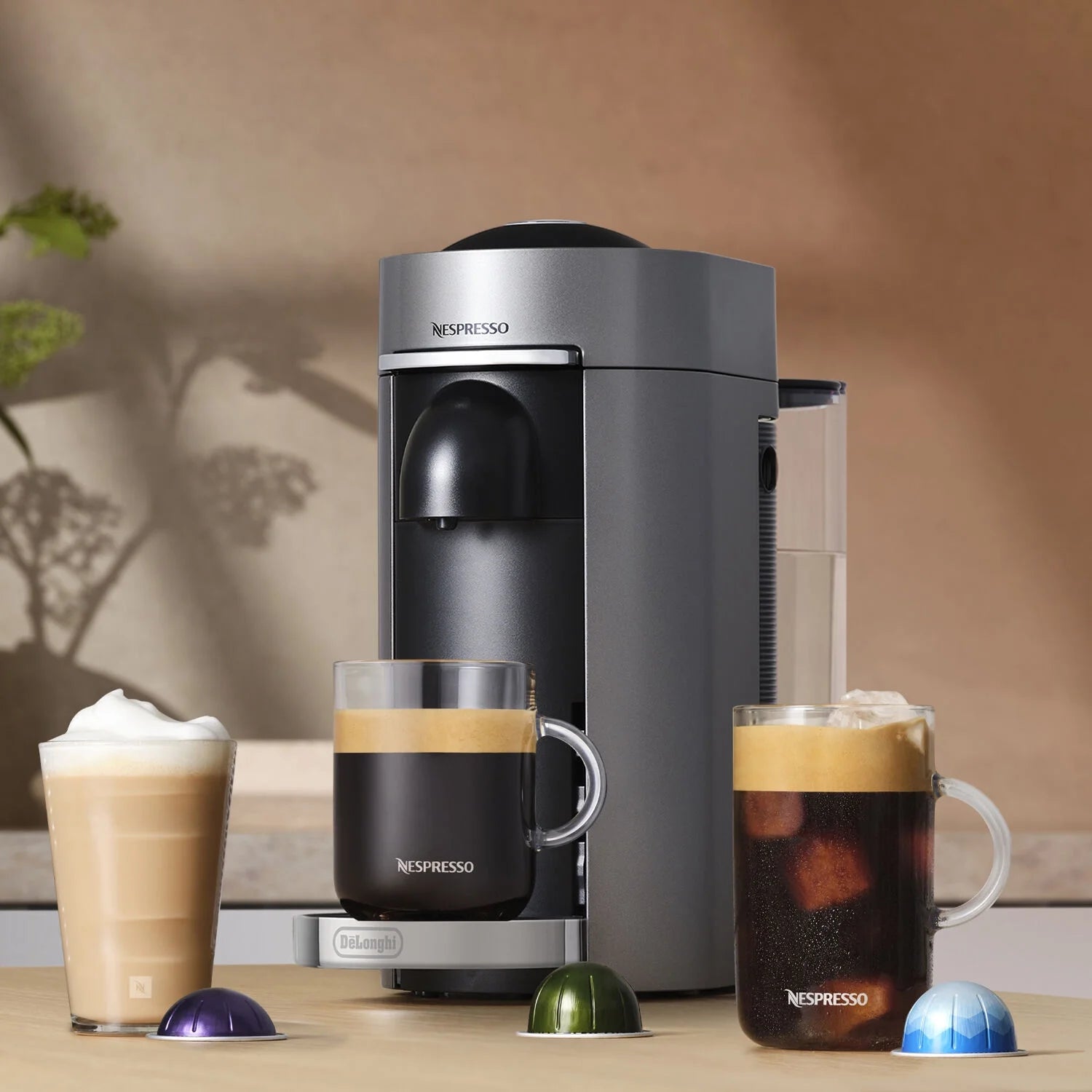 Nespresso Vertuo Plus Deluxe Coffee & Espresso Machine by De'Longhi with Aerocinno, Titan