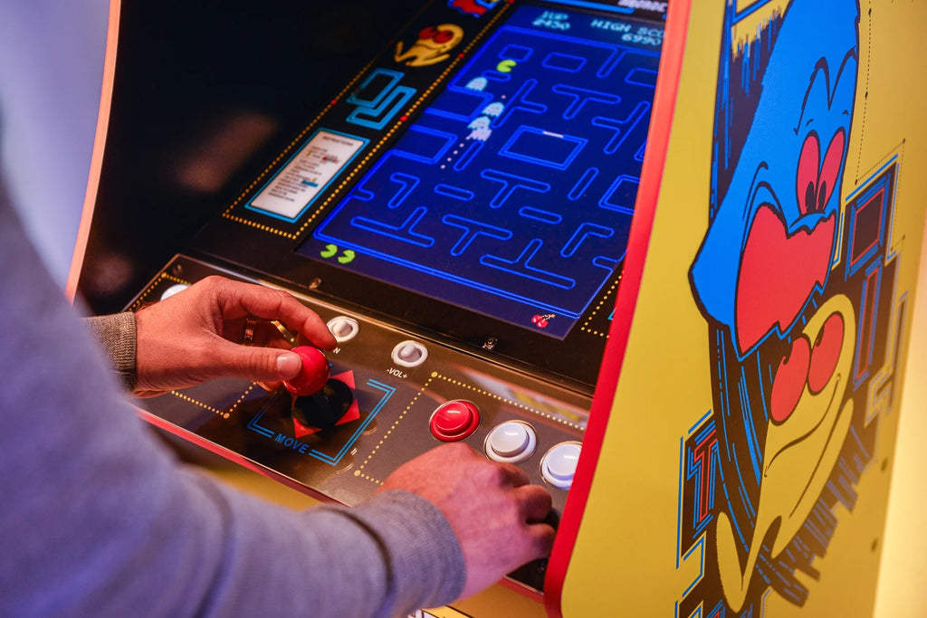 Arcade1Up PAC-MAN Deluxe Arcade Game, built for your home, with 5-foot-tall full-size stand-up cabinet, 14 classic games, and 17-inch screen