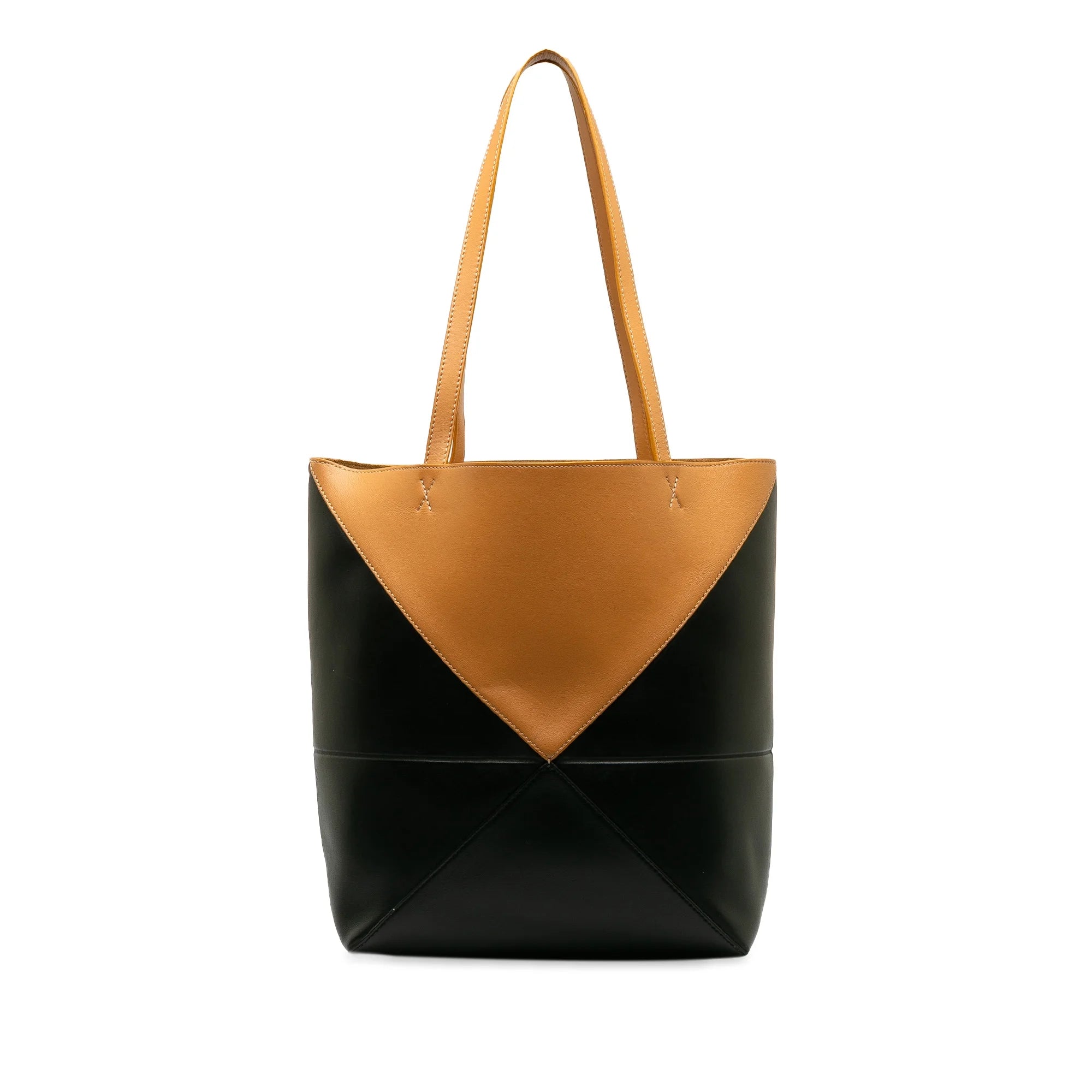 Pre-Owned Authenticated LOEWE Medium Puzzle Fold Tote Calf Leather Black Tote Bag Unisex (Good)