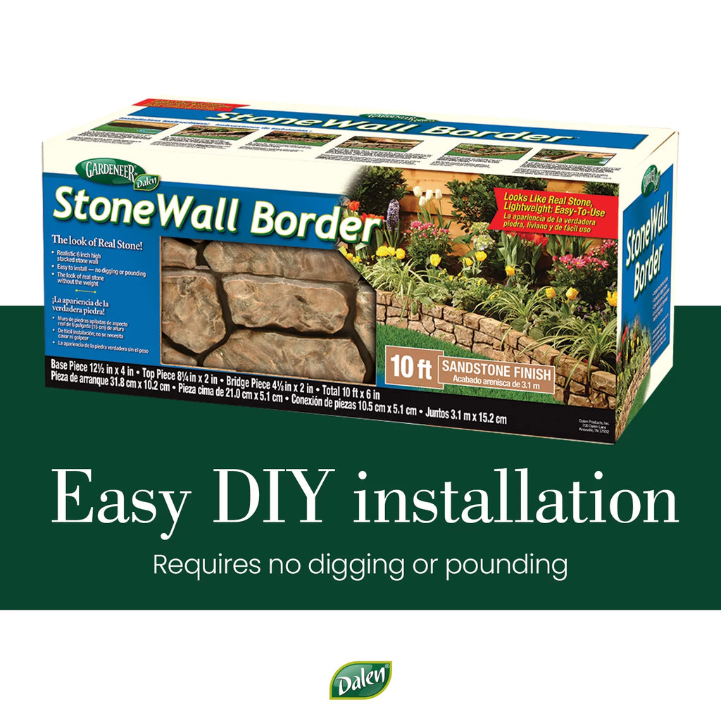 Dalen StoneWall Border-Landscape Edging-Weatherproof Material-10' Coverage-Sandstone