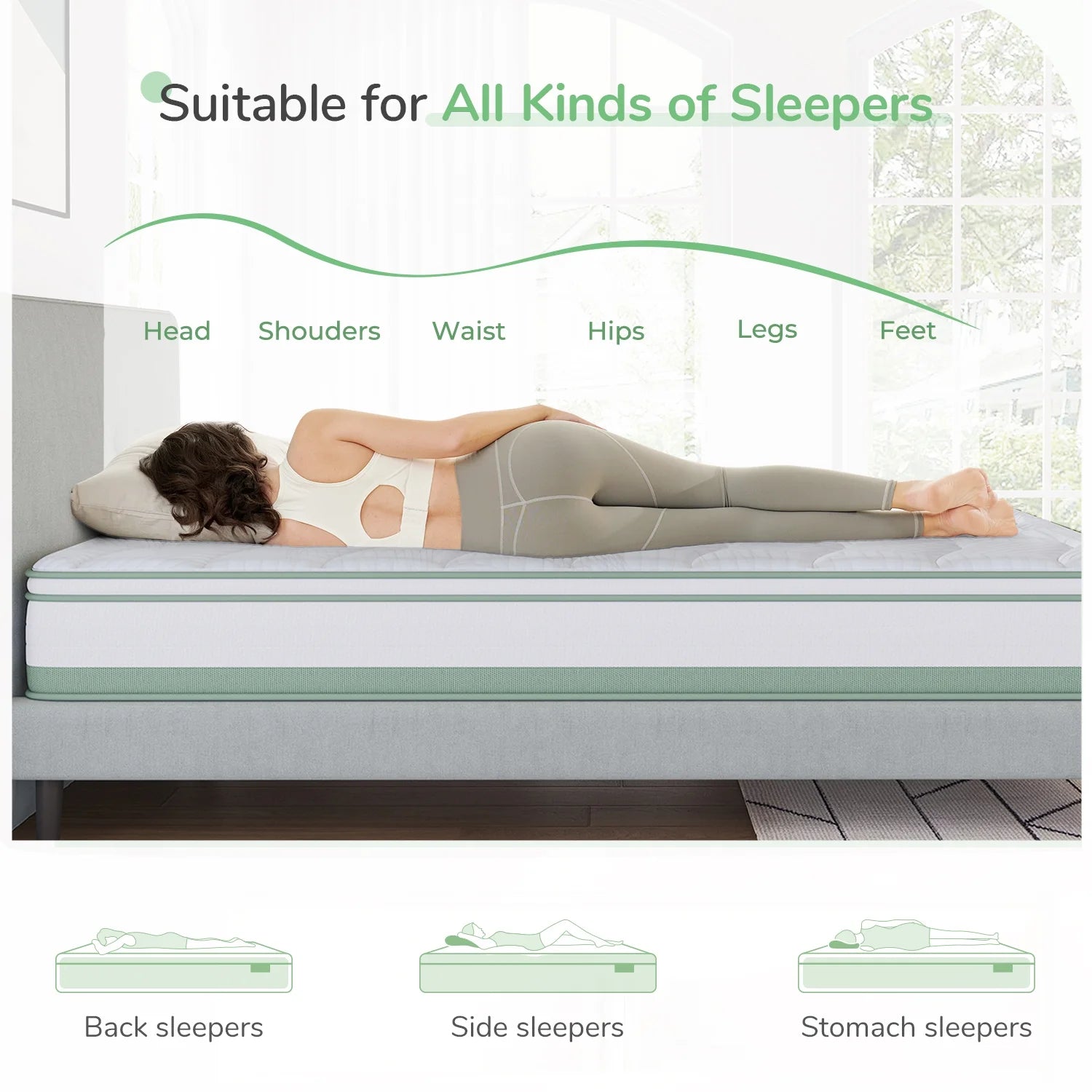 Novilla Brio 10" Adult Gel Memory Foam and Pocket Spring Hybrid Mattress Queen