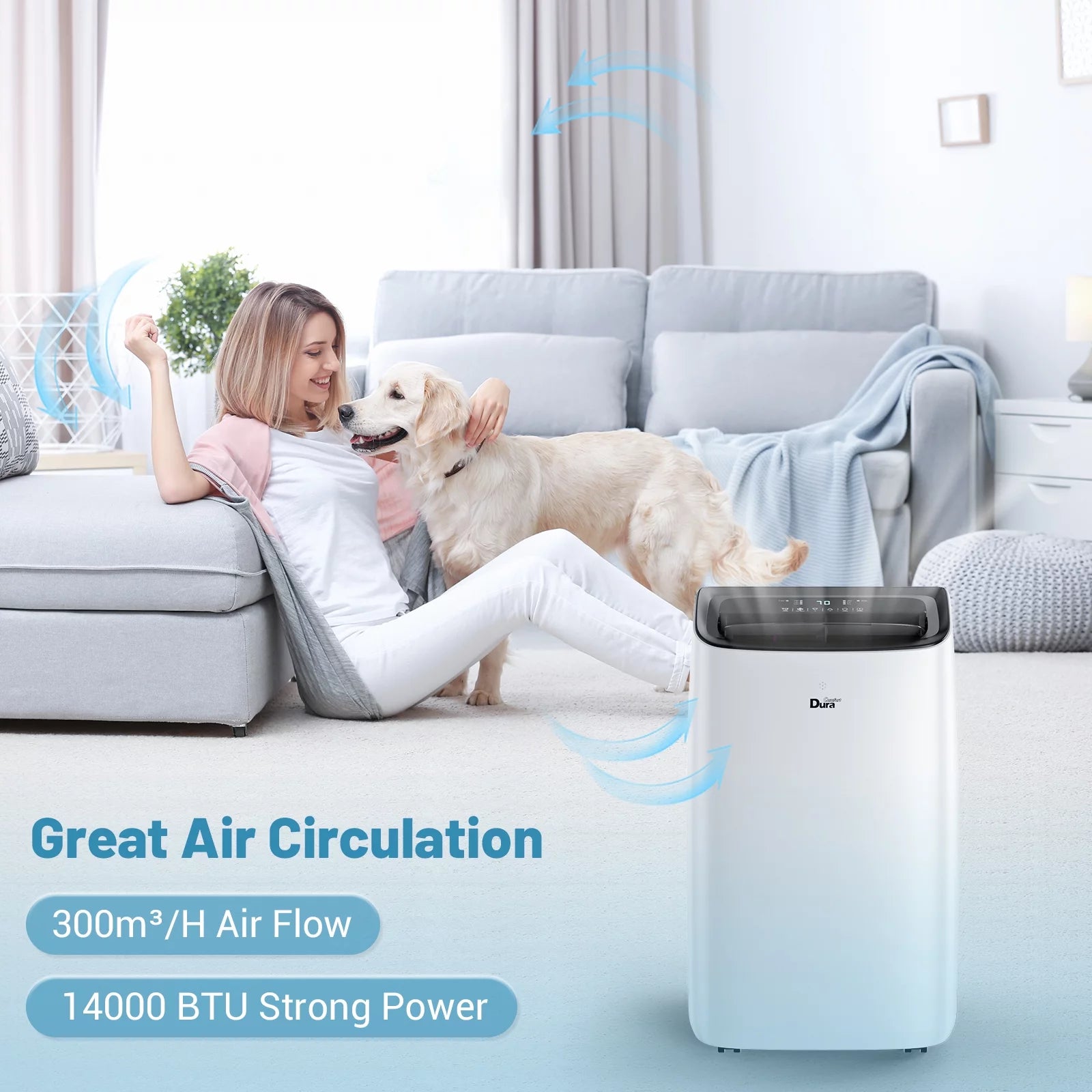 DuraComfort DP14CM Portable Air Conditioners, 14000 BTU, Dehumidifier, Cooling Fan, Remote Control, 450 Sq. ft