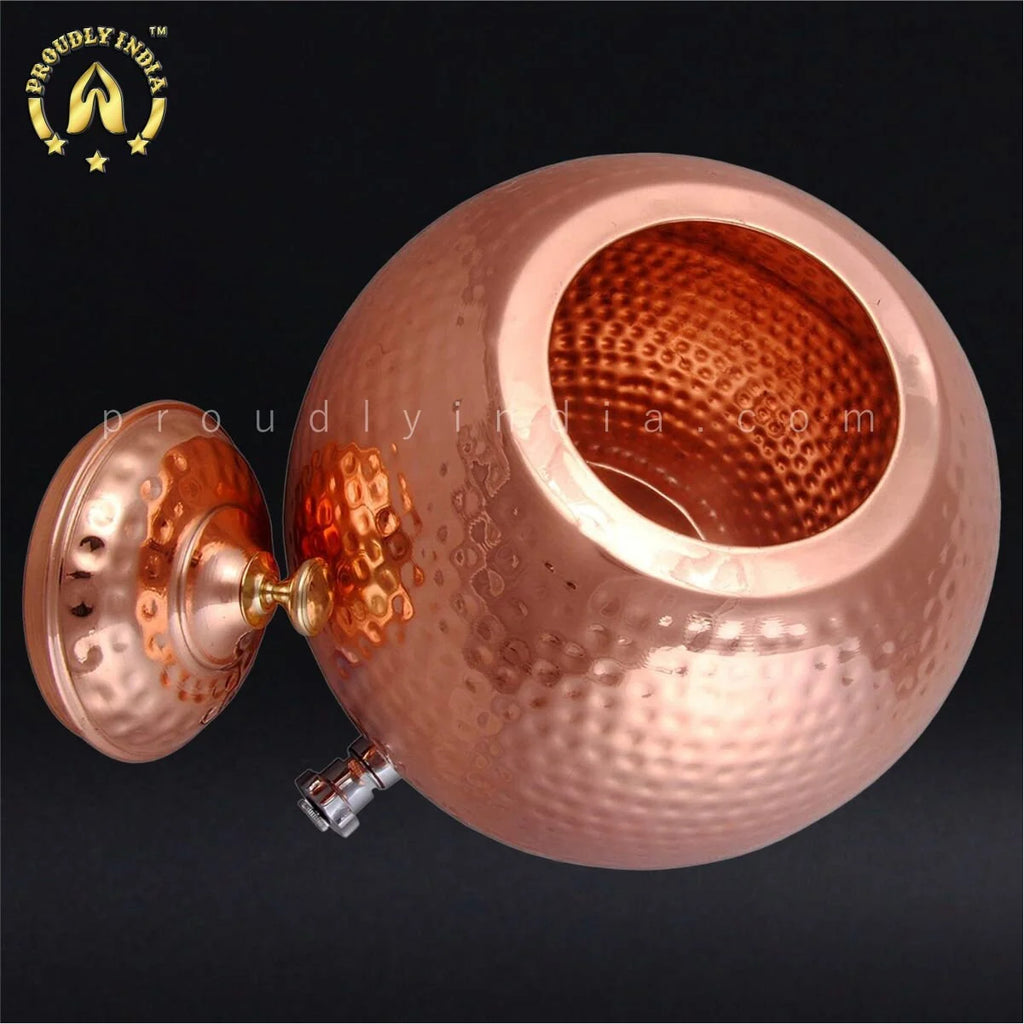 Proudlyindia Water Tap Dispenser, 12L Copper Dispenser, Water Dispenser, Copper Pot, Copper Water Vessel, Water Container, Vintage Water Cooler