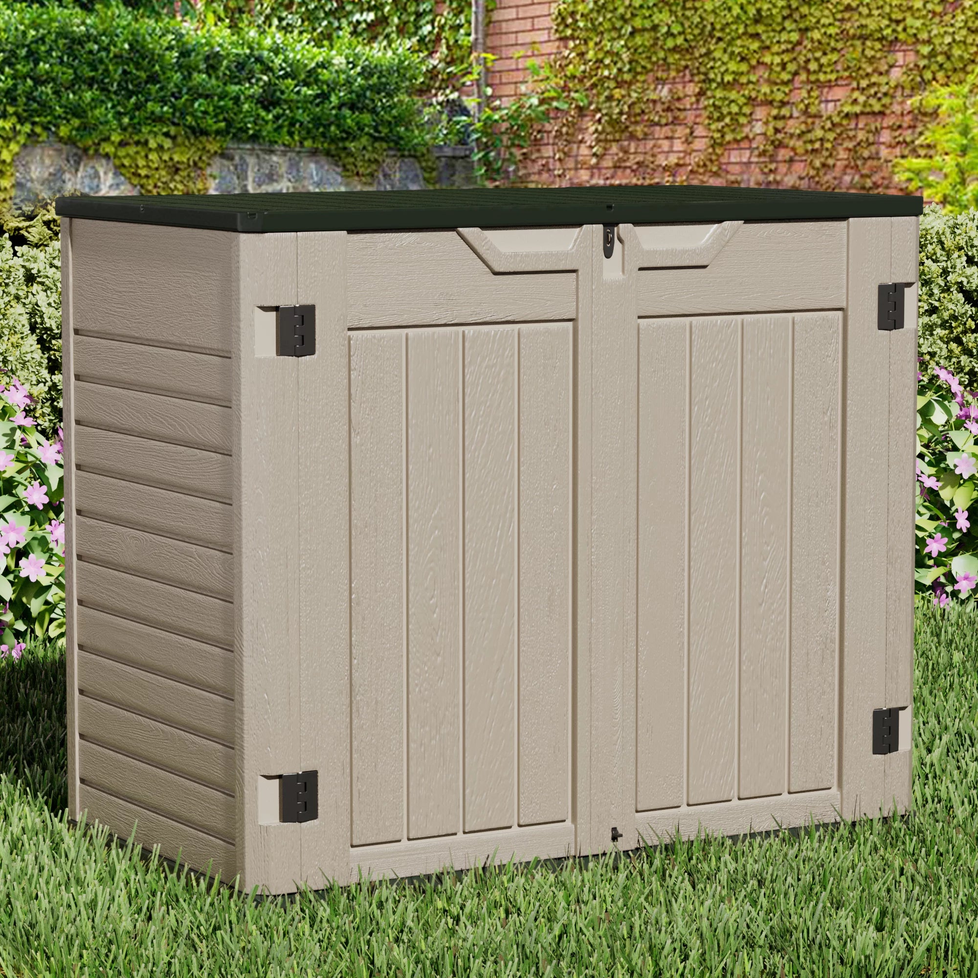 Homall 260 Gallon Outdoor Storage Deck Box HDPE Plastic Trash Cans, Dark green