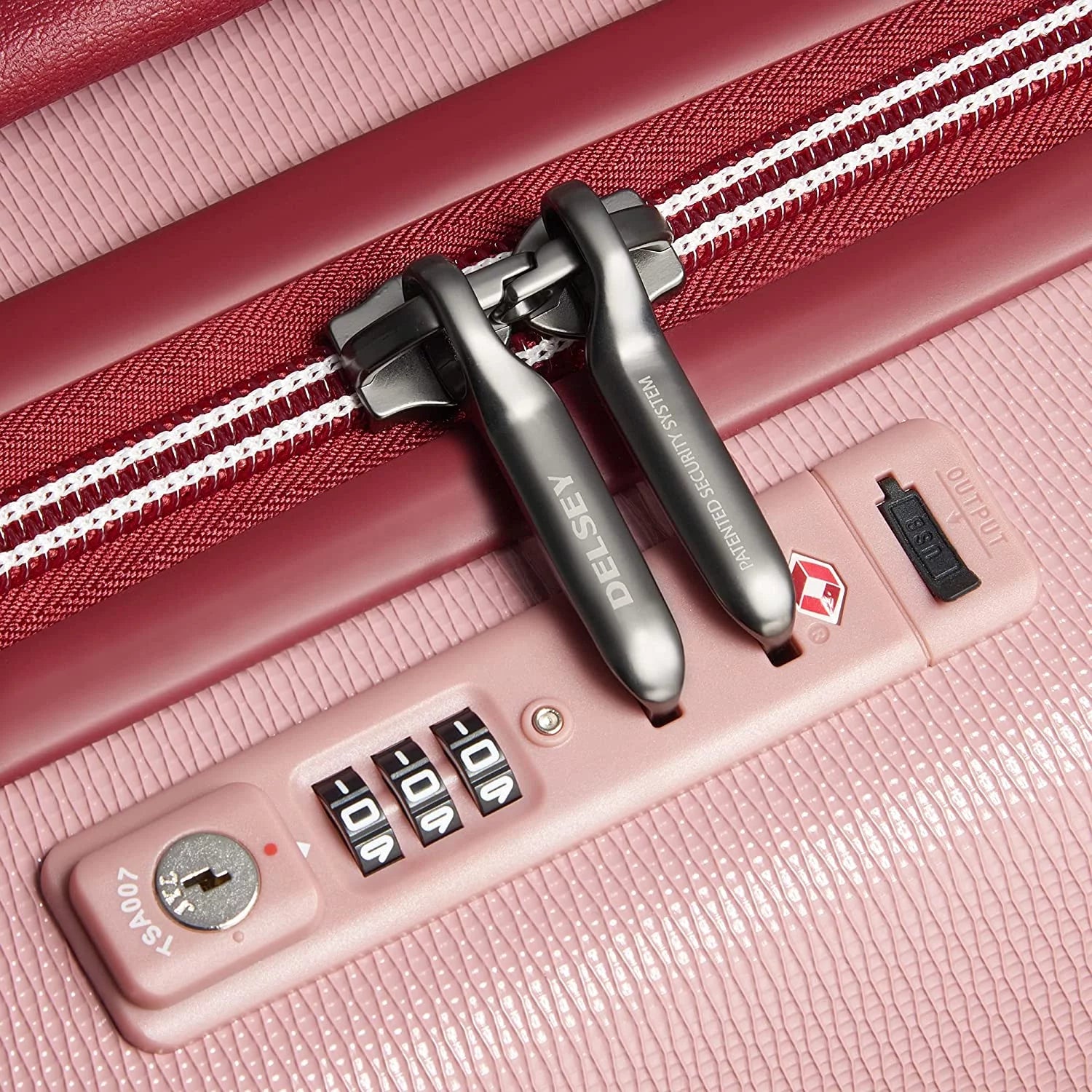 DELSEY Paris Chatelet Hardside Luggage with Spinner Wheels, Pink, 3 Piece Set 19/24/28