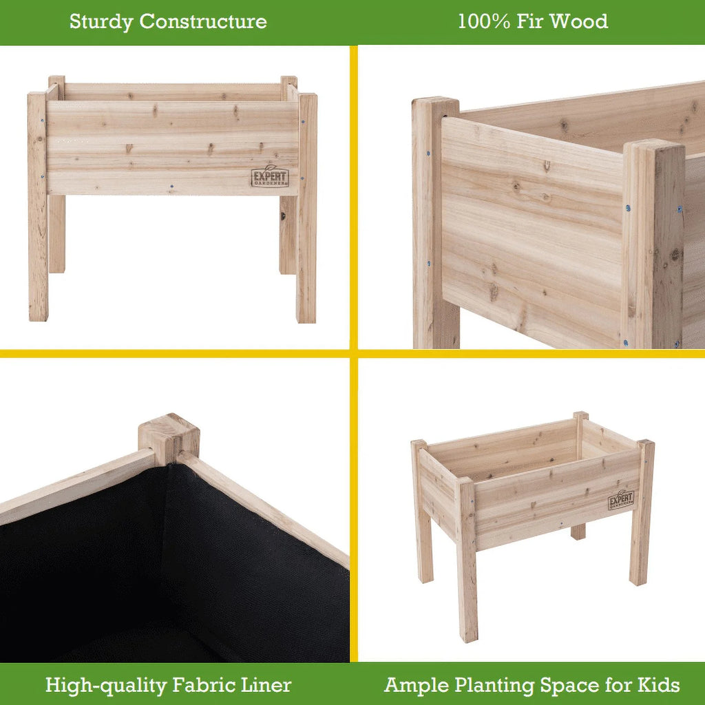 Expert Gardener 2ft high Natural Wood Small Elevated Garden Bed