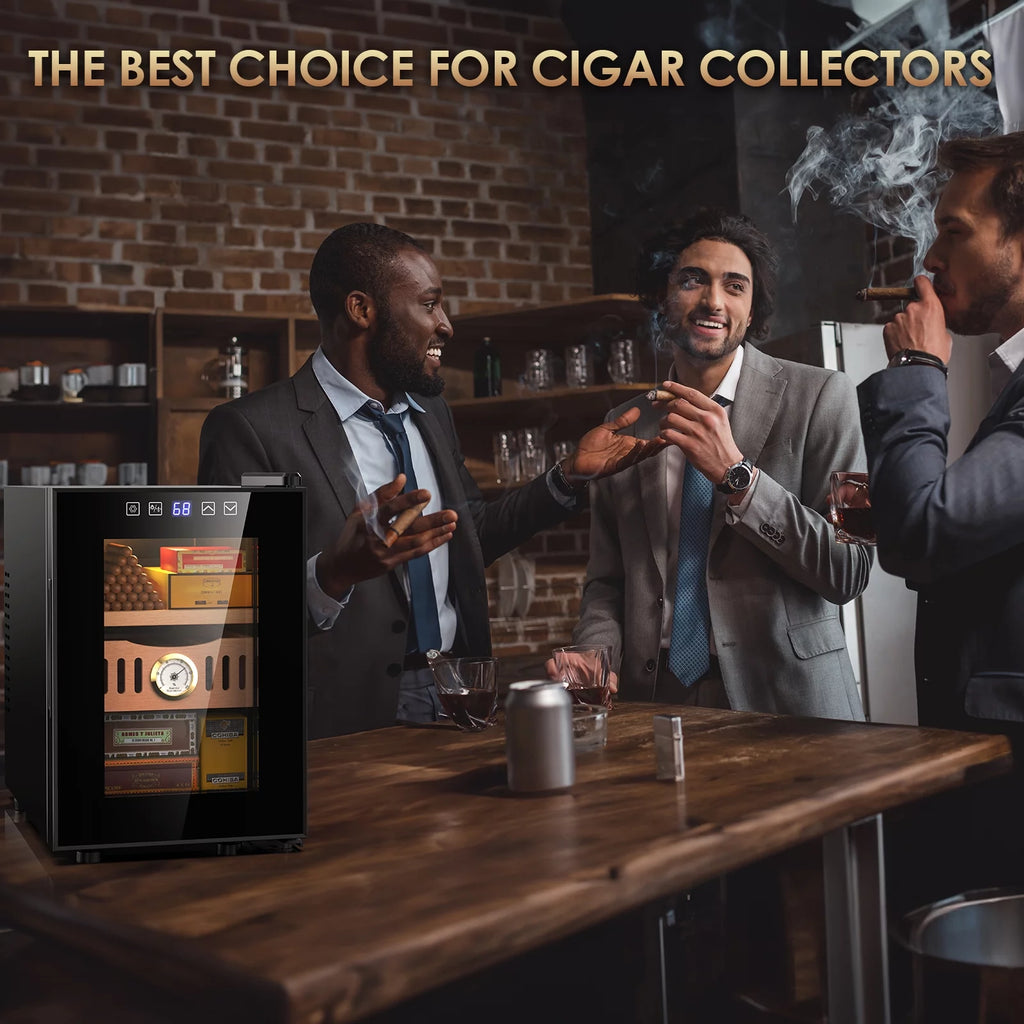 Rocita 16L Cigar Humidor, Electric Cigar Humidor Cabinet for 100 Counts with Digital Hygrometer, Spanish Cedar Lined Cigar Box, Great Gift for Father Friends Men