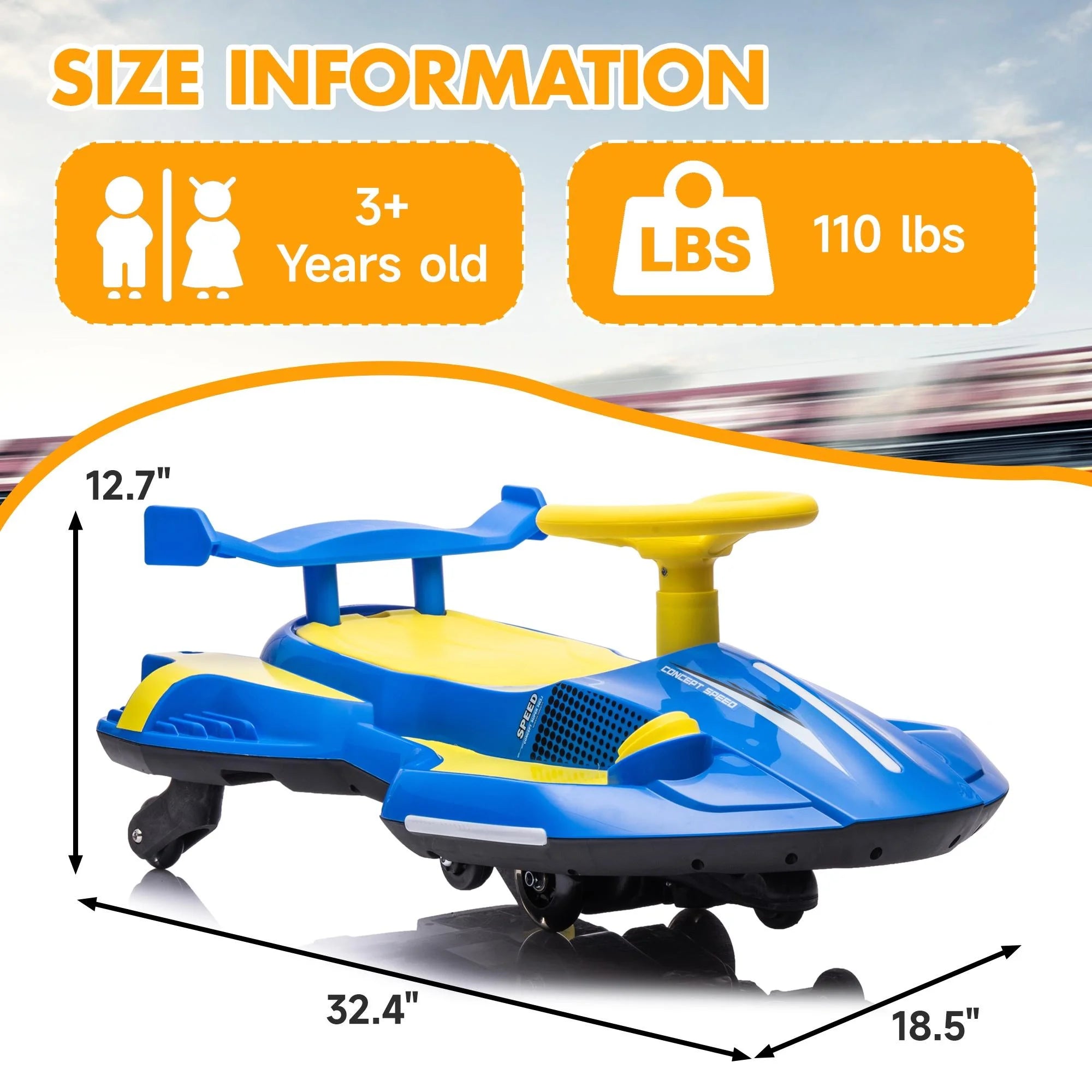COCLUB Ride on Drift Car, Electric Ride On Toy with Cool Lights, MP3, USB, 12V Electric Drifting Go Kart, 360 Degrees Rotating, Kids' Electric Vehicles for Ages 3+, Blue