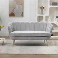 TJCGDTY 59" Wide Modern Boucle Loveseat Small Sofa Small Mini Room Couch 2-Seater Sofa with Gold Metal Legs for Small Space Office Studio Apartment Bedroom (Light Gray)