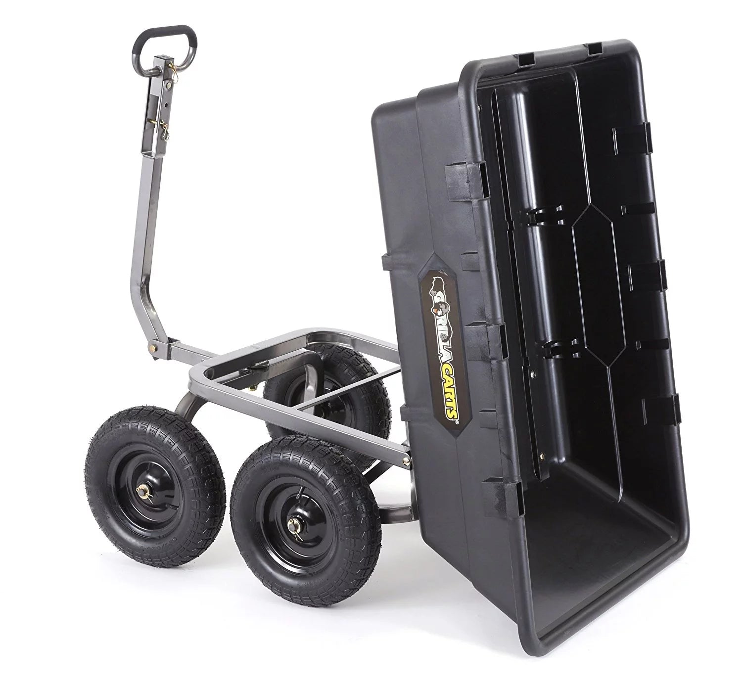 Gorilla Carts Heavy Duty Poly Yard Dump Cart Garden Wagon with 16" Tires