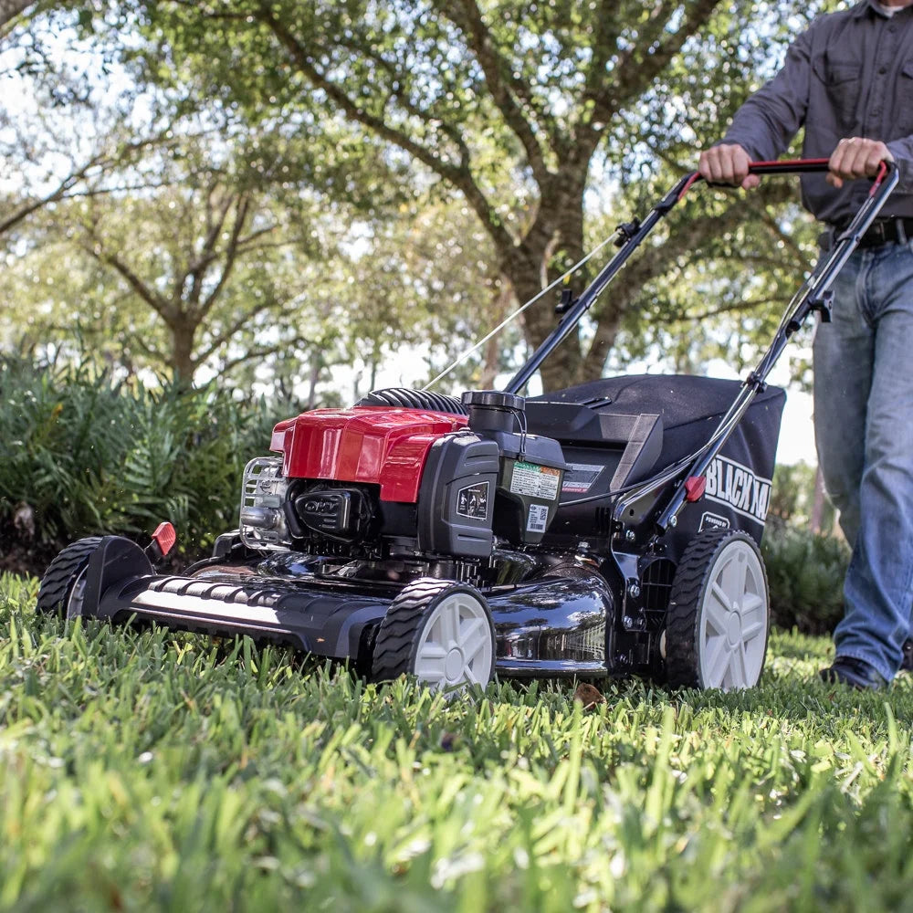 Black Max 21-inch 150cc Gas Push Mower with Mow-N-Stow (Assembled Weight 57.8 pounds Height 39.6")