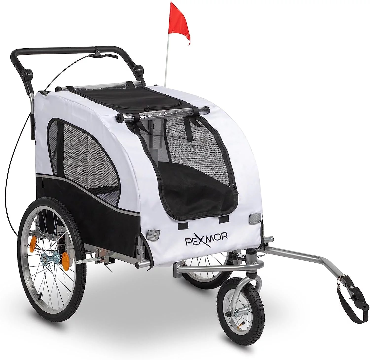PEXMOR 2-in-1 Dog Bike Trailer,Pet Stroller Dog Trailer for Bicycle w/Universal Hitch,Folding Pet Cart Bike Wagon Cargo Carrier for Dog Shock Absorber & Universal Wheel