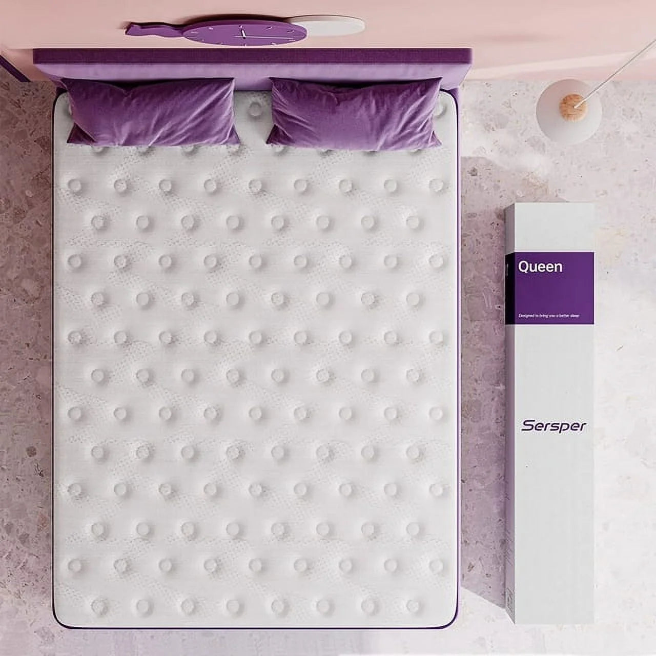 Full Size Mattress, Sersper 10 inch 5-Zone Pocket Pillow Top Double Mattress, Fiberglass-Free with CertiPUR-US Certified Memory Foam, Medium Firm Yet Supportive
