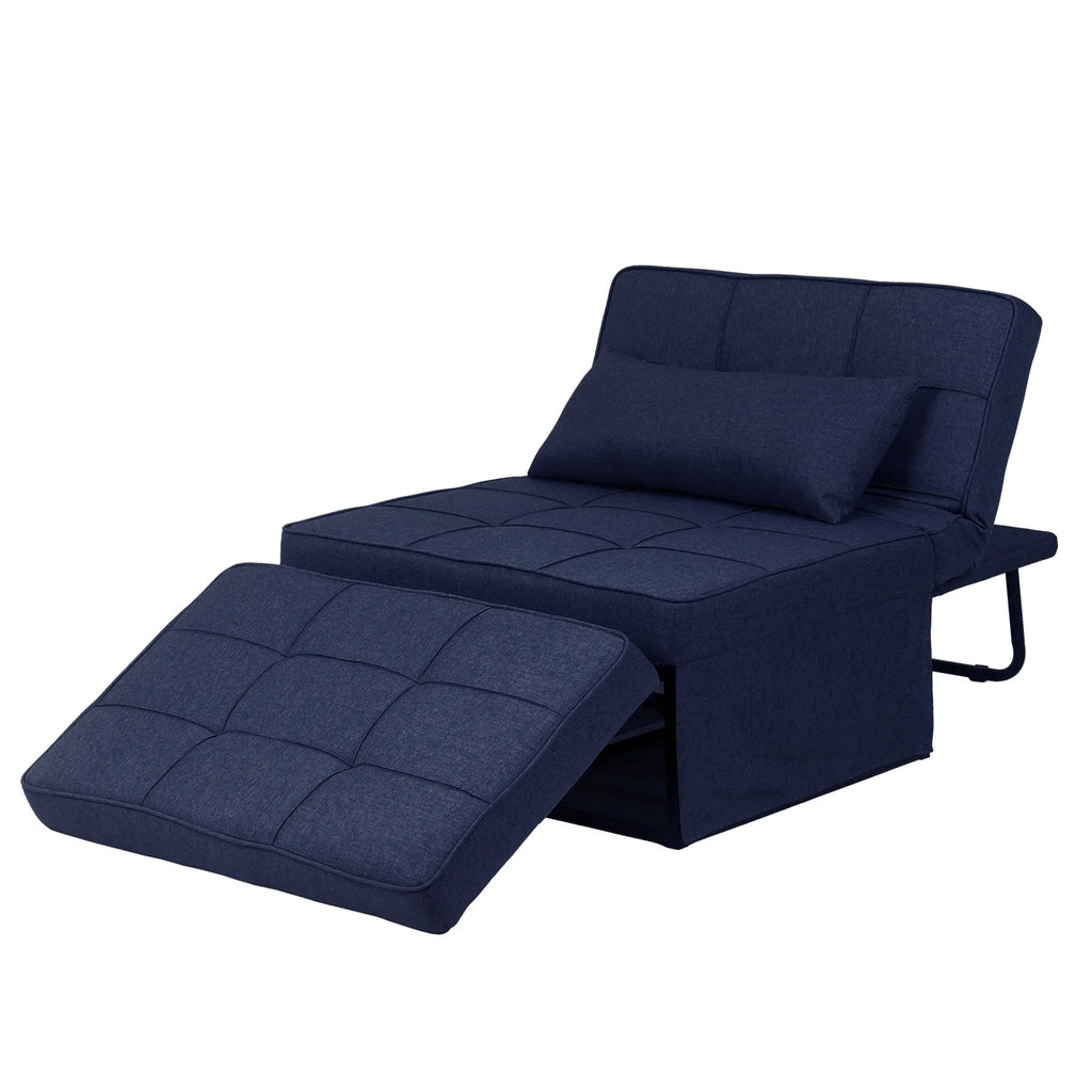 Ainfox Ottoman Chair Lounger Bed .4 in 1 Breathable Linen Convertible Single Sofa Couch, 73.23''L x 33.86''W(Dark Grey)(Beige)