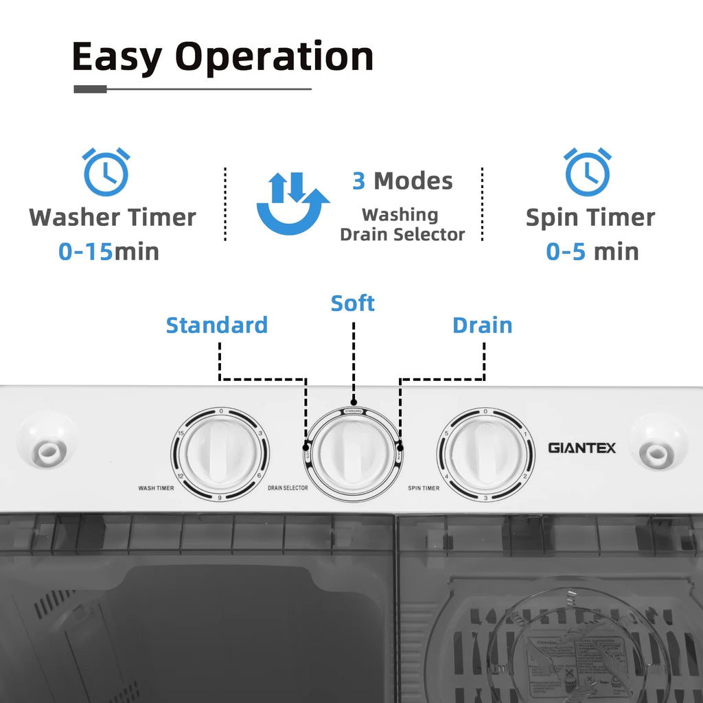 Giantex Portable Twin Tub Mini Washing Machine Washer 13.2lb&Spinner 8.8lb Blue