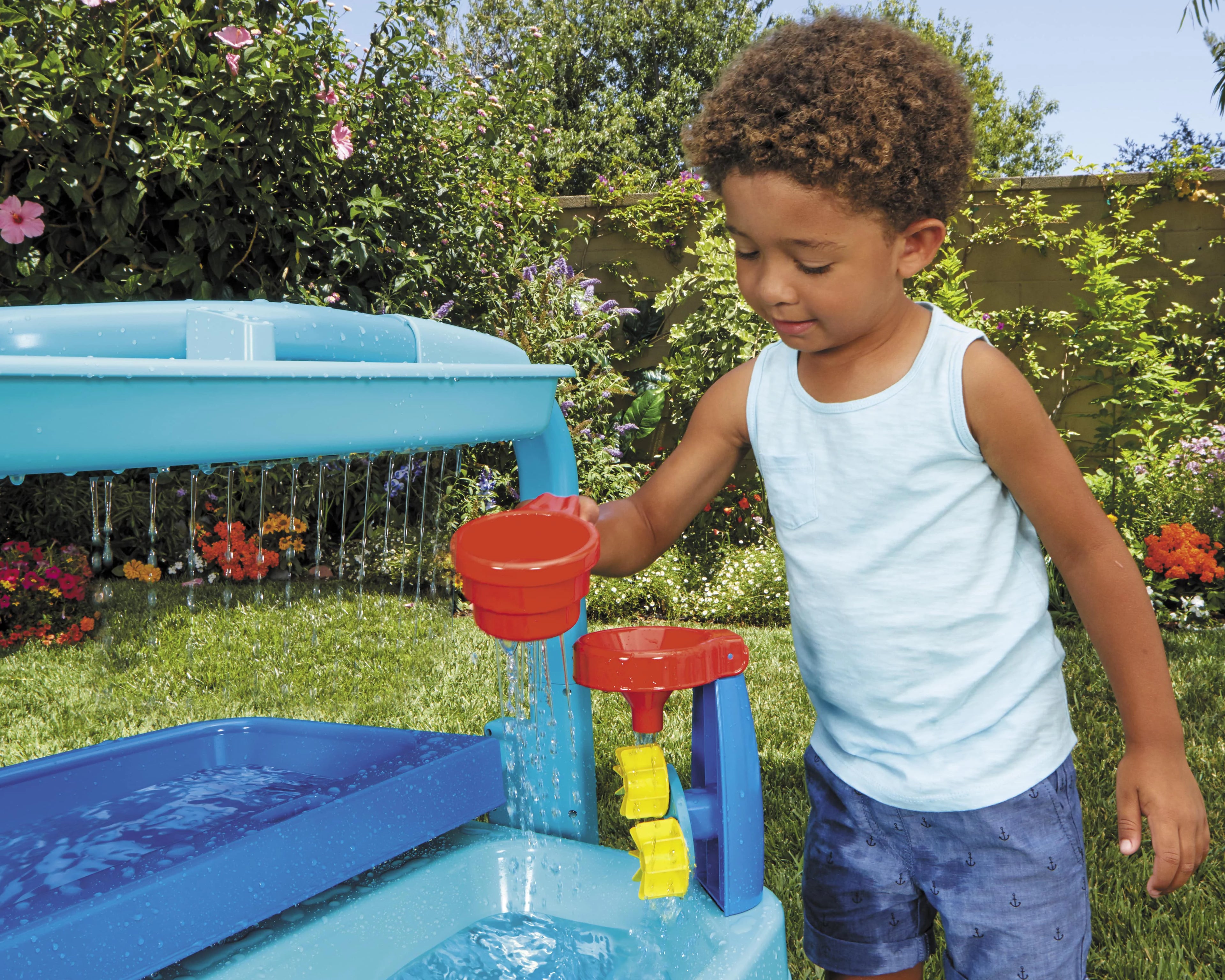 Little Tikes Easy Store Outdoor Folding Water Play Table with Accessories for Kids, Children, Boys & Girls 3+ Years, Mutlicolor
