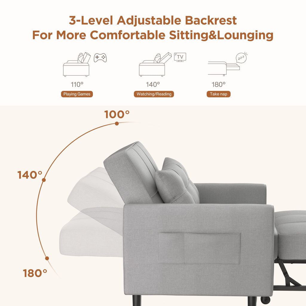 Sofa Beds Chair 3 in 1, Convertible Chair Single Bed,Dark Grey
