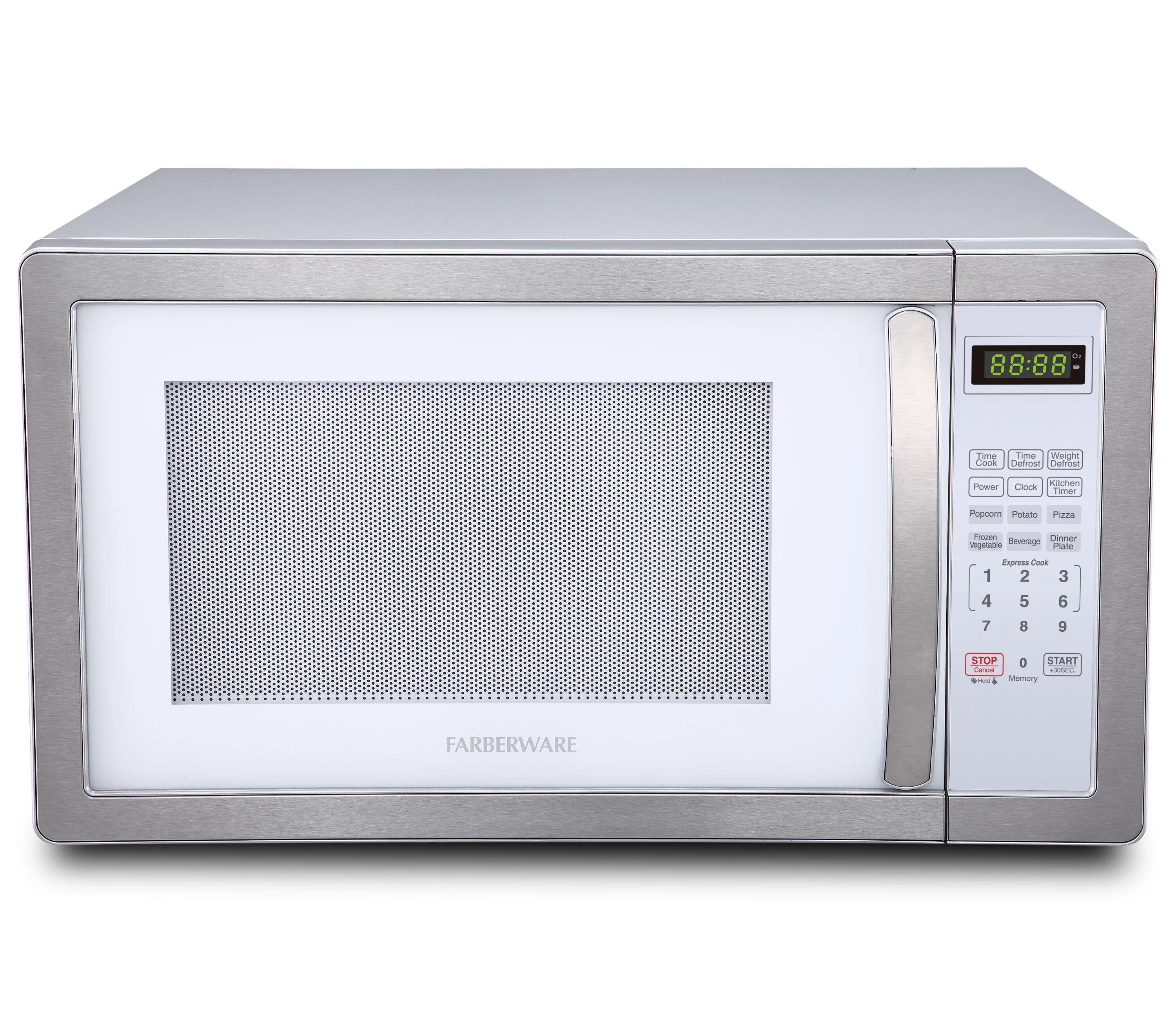 Farberware Classic 1.1 Cu. ft. 1000-Watt Microwave Oven, White and Platinum, FMO11AHTPLB
