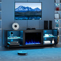 Oneinmil 68'' Fireplace TV Stand for 75'' TV, with 23" Electric Fireplace, LED Light Entertainment Center, White