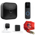 Blink_Outdoor (3rd Gen) 3 HD Camera System, 1 Outdoor, 1 Mini, 1 Doorbell, 1 Sync Module 2, 1 Savings Story 64GB USB Drive & Cleaning Cloth, Security, Wireless
