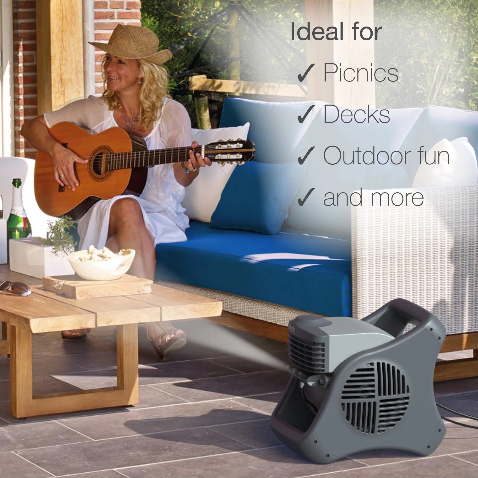 Lasko 15" Pivoting Misto Outdoor Misting Fan with GFCI Cord and 3 Speeds, Black, 7050, New