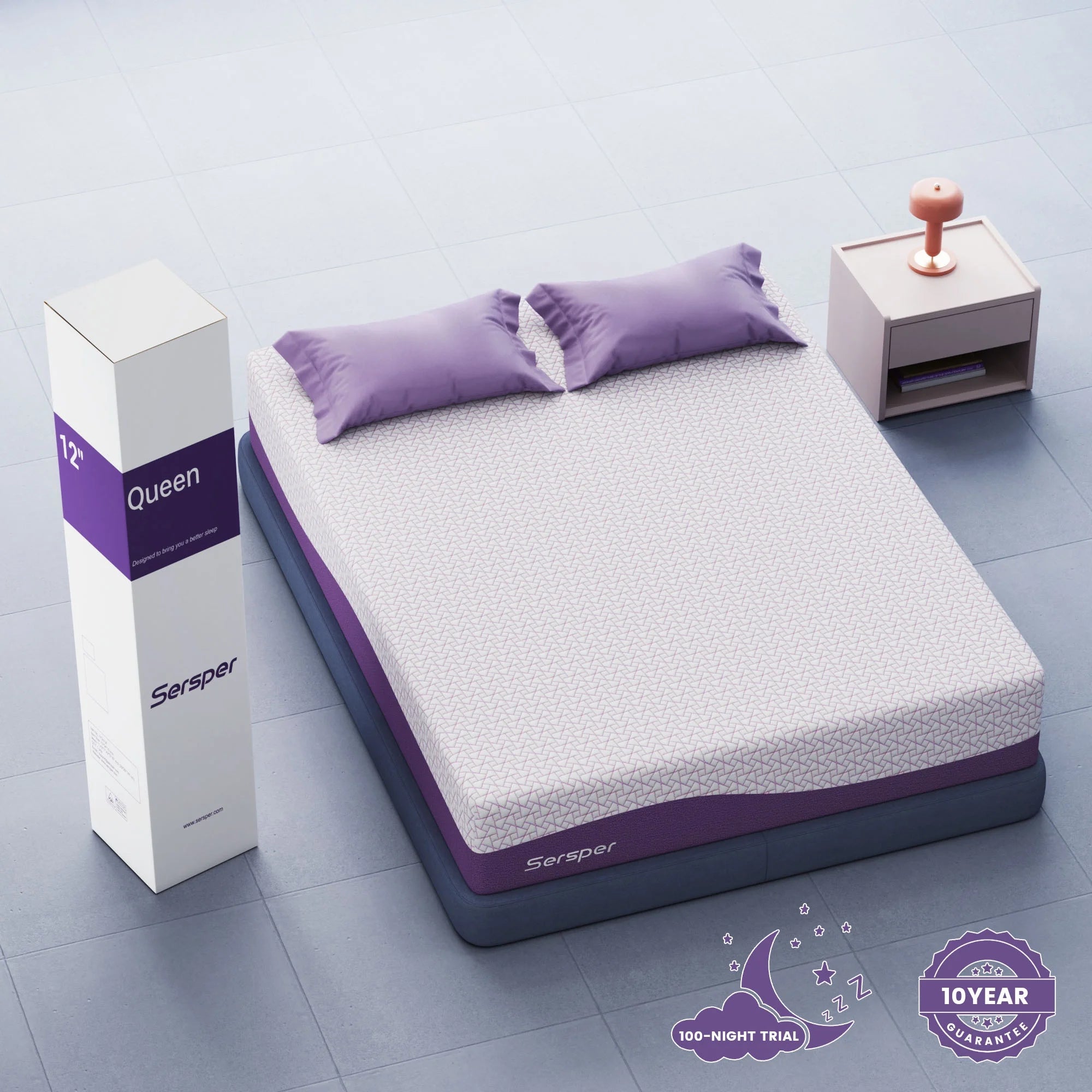 Memory Foam Mattress Queen, Sersper 10 inch Cooling Gel Memory Foam Mattress in a Box, Medium firm