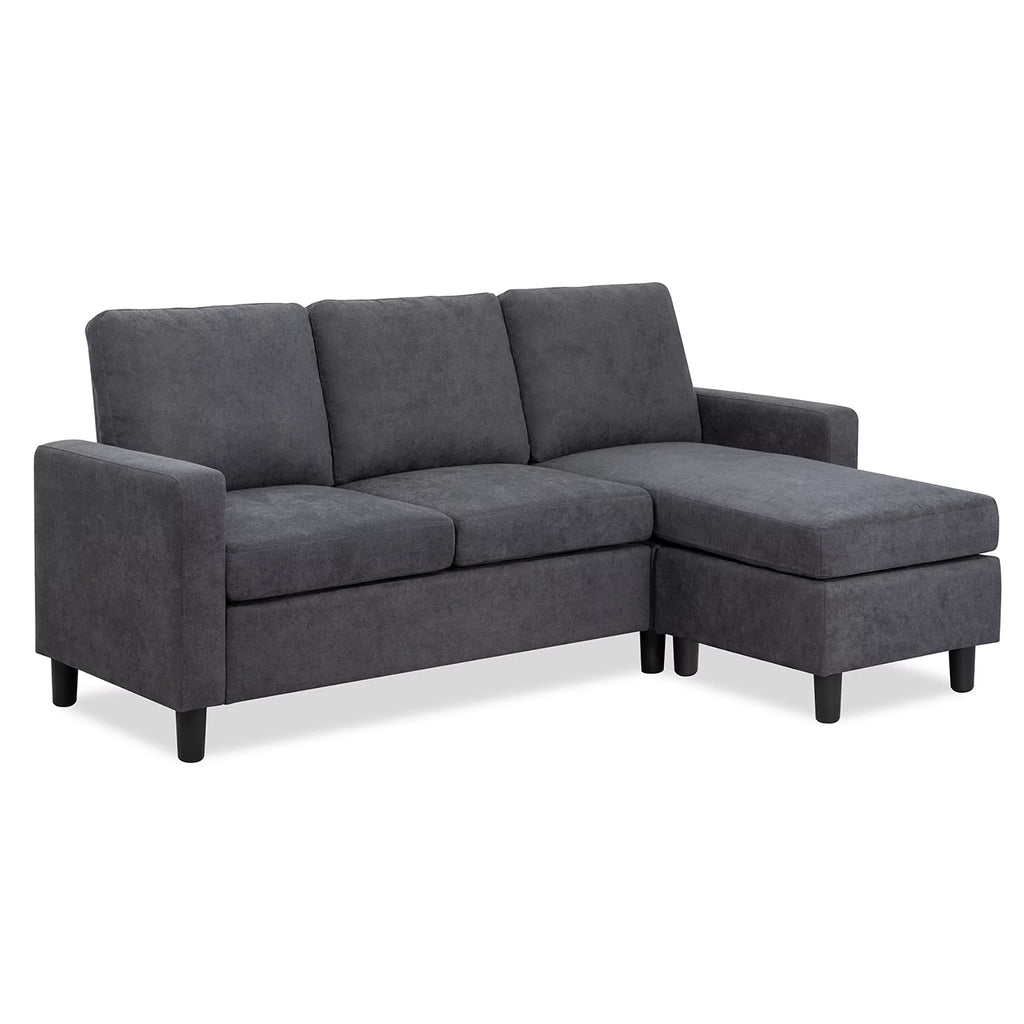Walsunny Linen Fabric Convertible L-Shaped Sectional Sofa(Dark Gray)