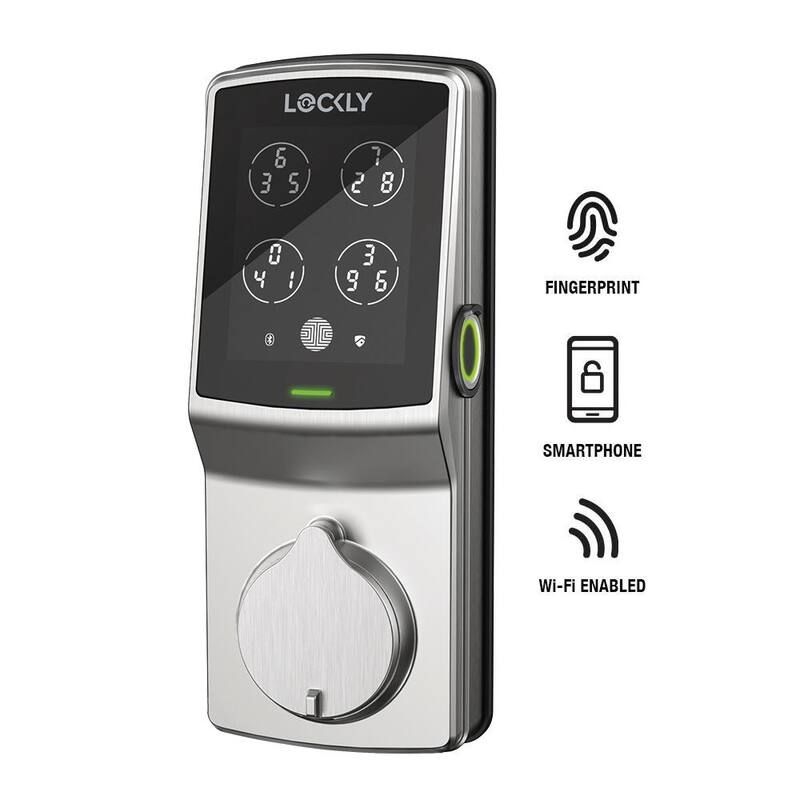 Secure Pro Satin Nickel Deadbolt WiFi Smart Lock with 3D Fingerprint, Hack-proof Keypad, Mobile app, Alexa/Hey Google