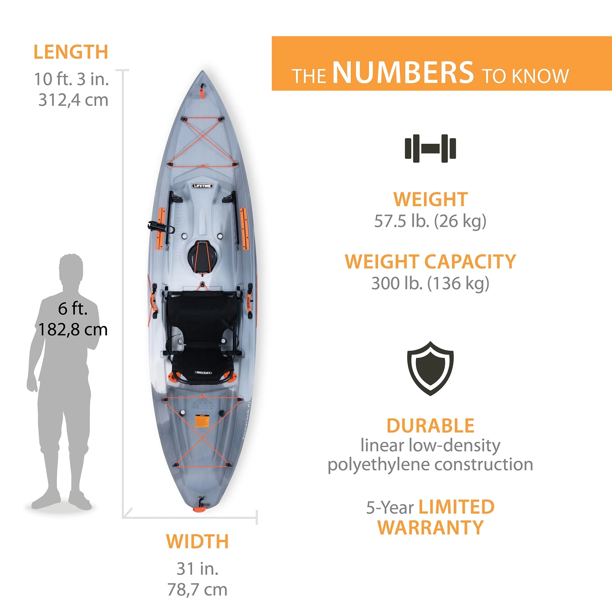 Lifetime Tamarack Pro 123 inch Sit-On-Top Kayak, Lightning Fusion (90995)