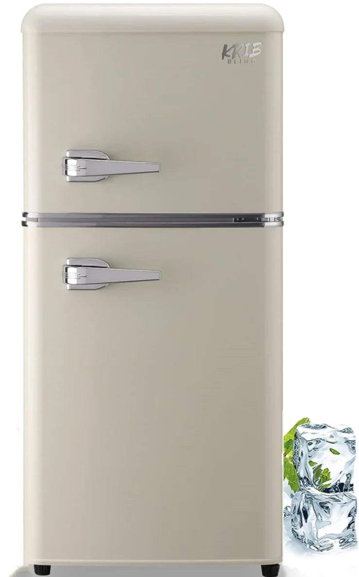 KRIB BLING 3.5 Cu.ft Compact Refrigerator Mini Fridge with Freezer, 2 Door Small Refrigerator for Office, Silver