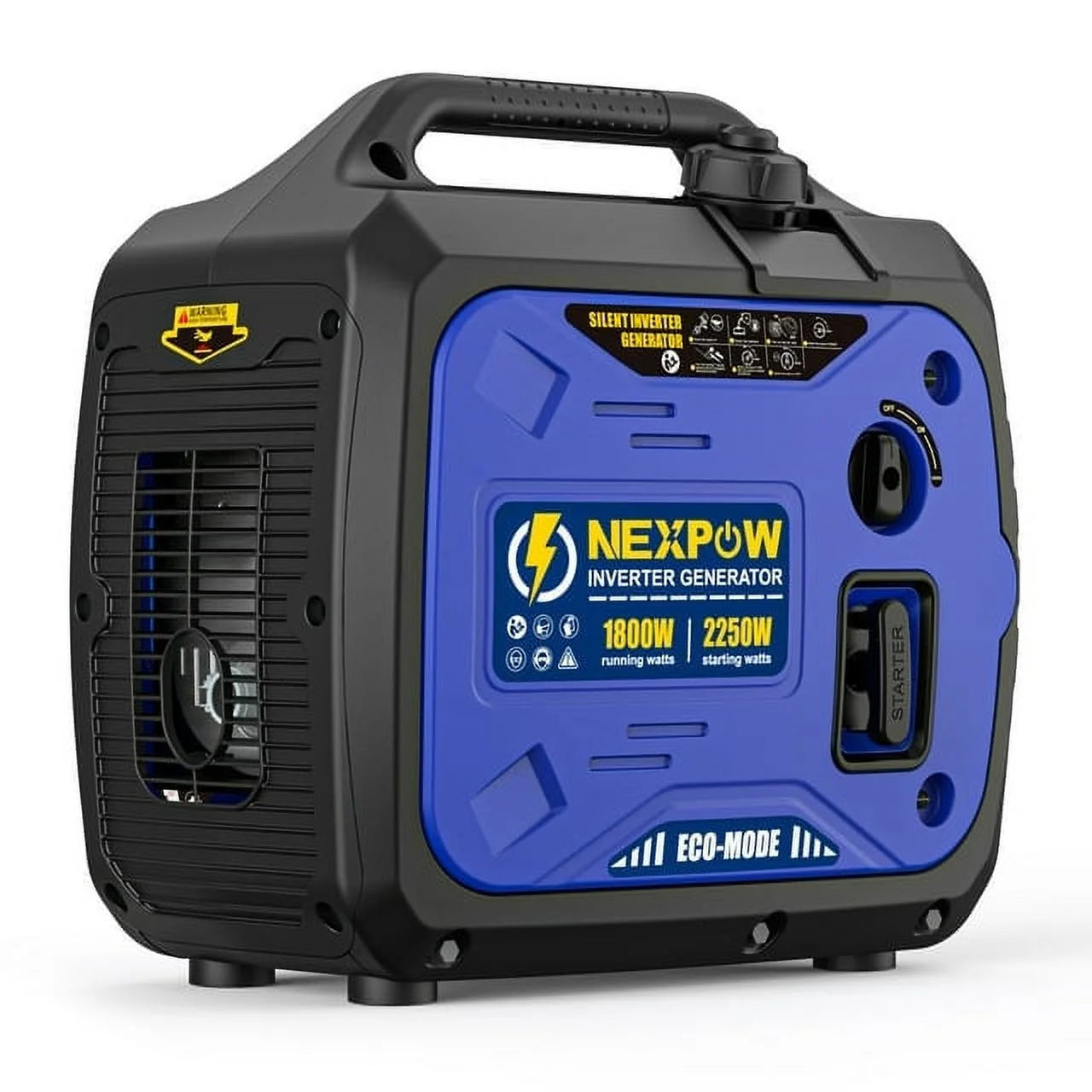 NEXPOW Portable Inverter Generator, 2250W Super Quiet Generator with CO Alarm Ideal,Eco-Mode Feature, Parallel Capability,EPA Compliant,and 5v/3A USB Outle,Lightweight For Backup Home & Camping