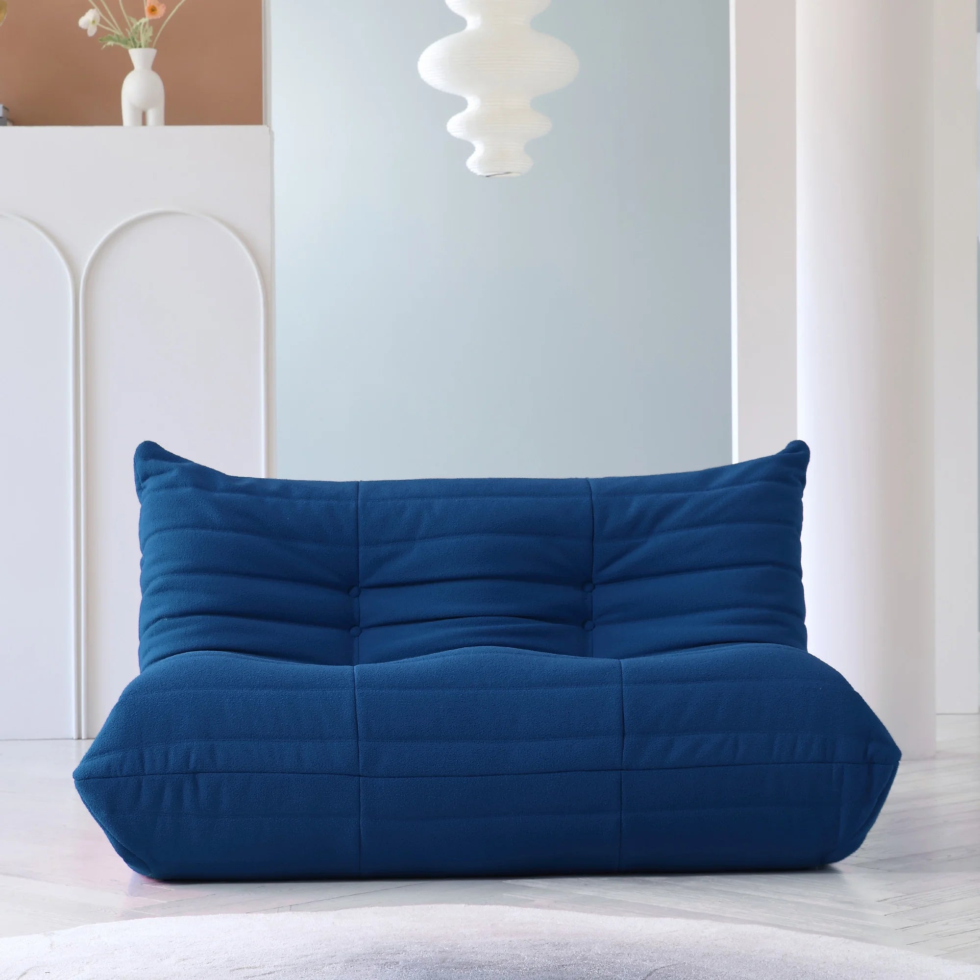Magic Home Modern Sectional Sofa Togo Sofa Lazy Sofa Floor Sofa Foam Sofa Couch for Bedroom,Living Room,Apartment and Small Space,Three Seat Sofa,Beige
