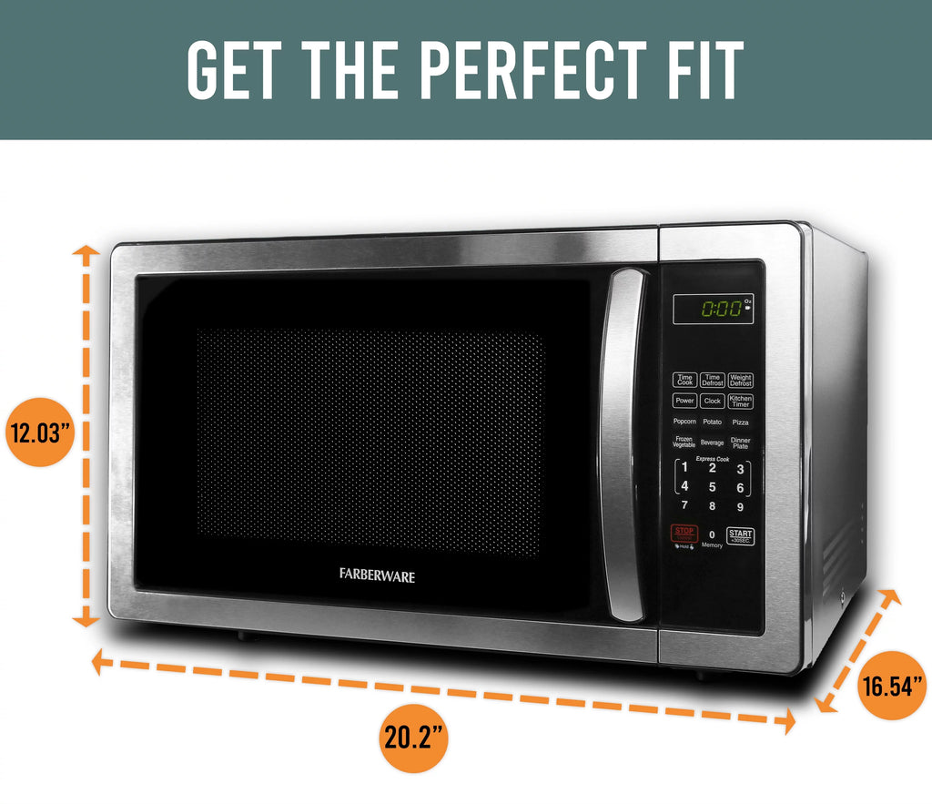Farberware Classic 1.1 Cu. ft. 1000-Watt Microwave Oven, White and Platinum, FMO11AHTPLB