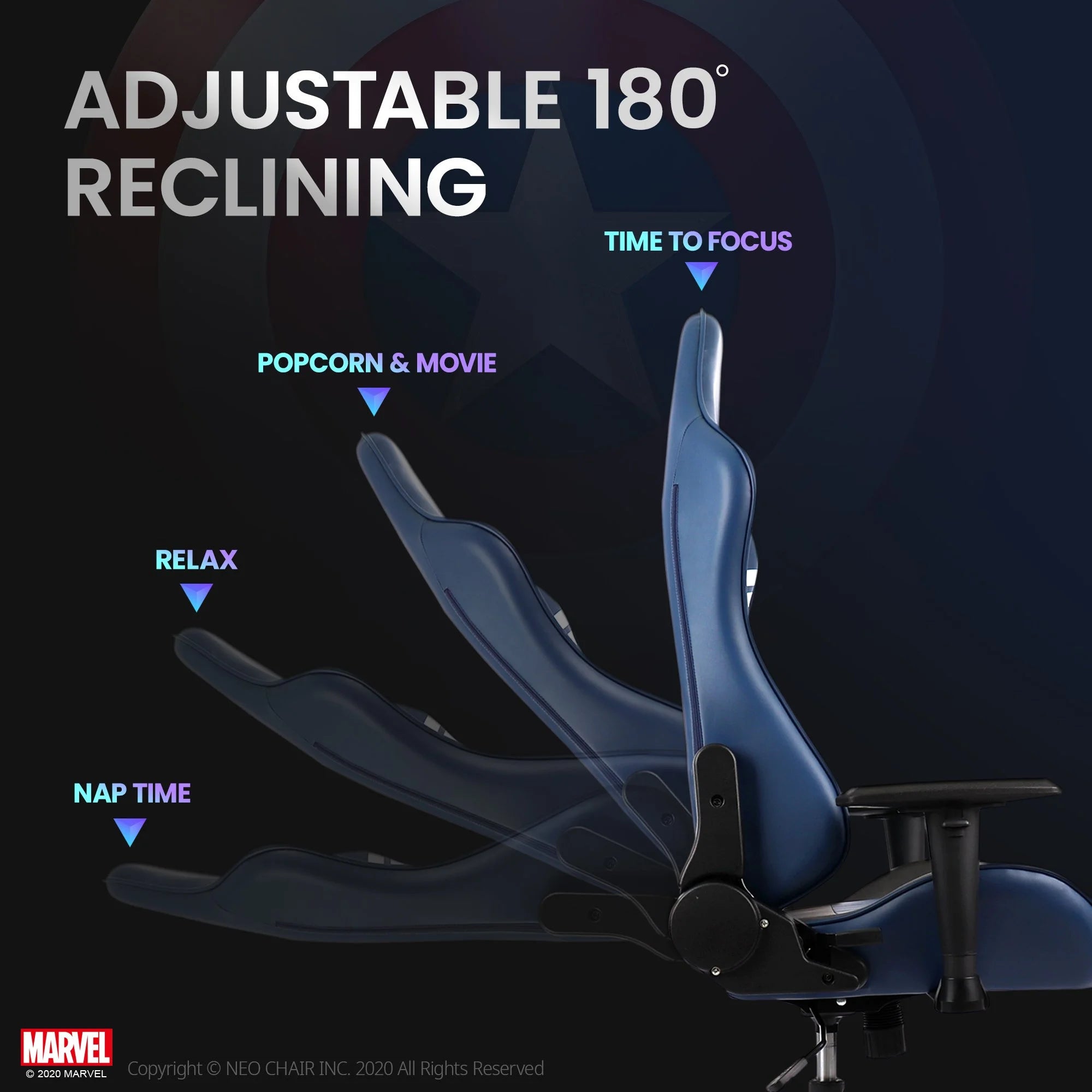 Neo Chair MARVEL Prime Series Ergonomic High-Back Gaming Chair, Captain America