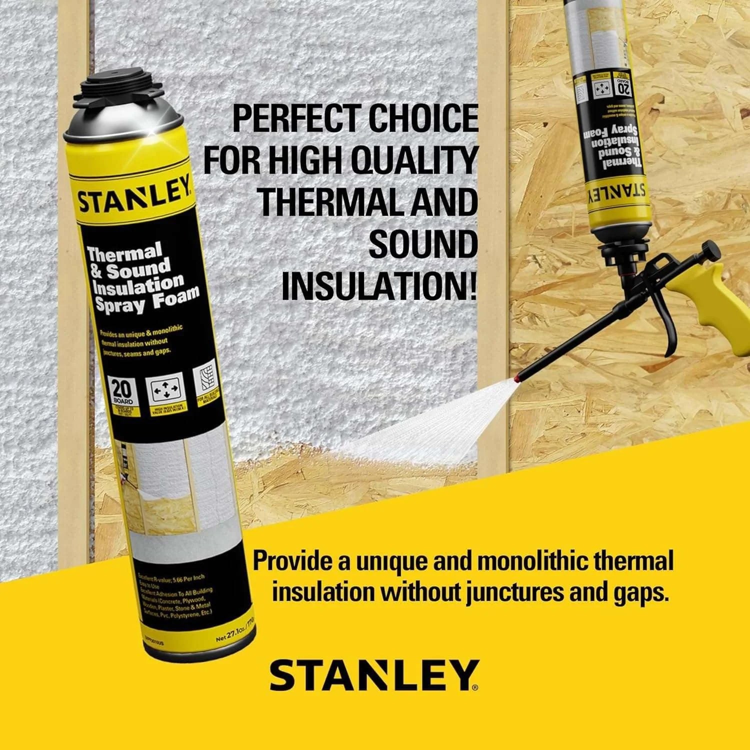 Stanley Supercoat Spray Foam Insulation Kit - Closed Cell Spray Foam Covers up to 480 Board feet - 27.1 oz, 24 Pack + Complete Set