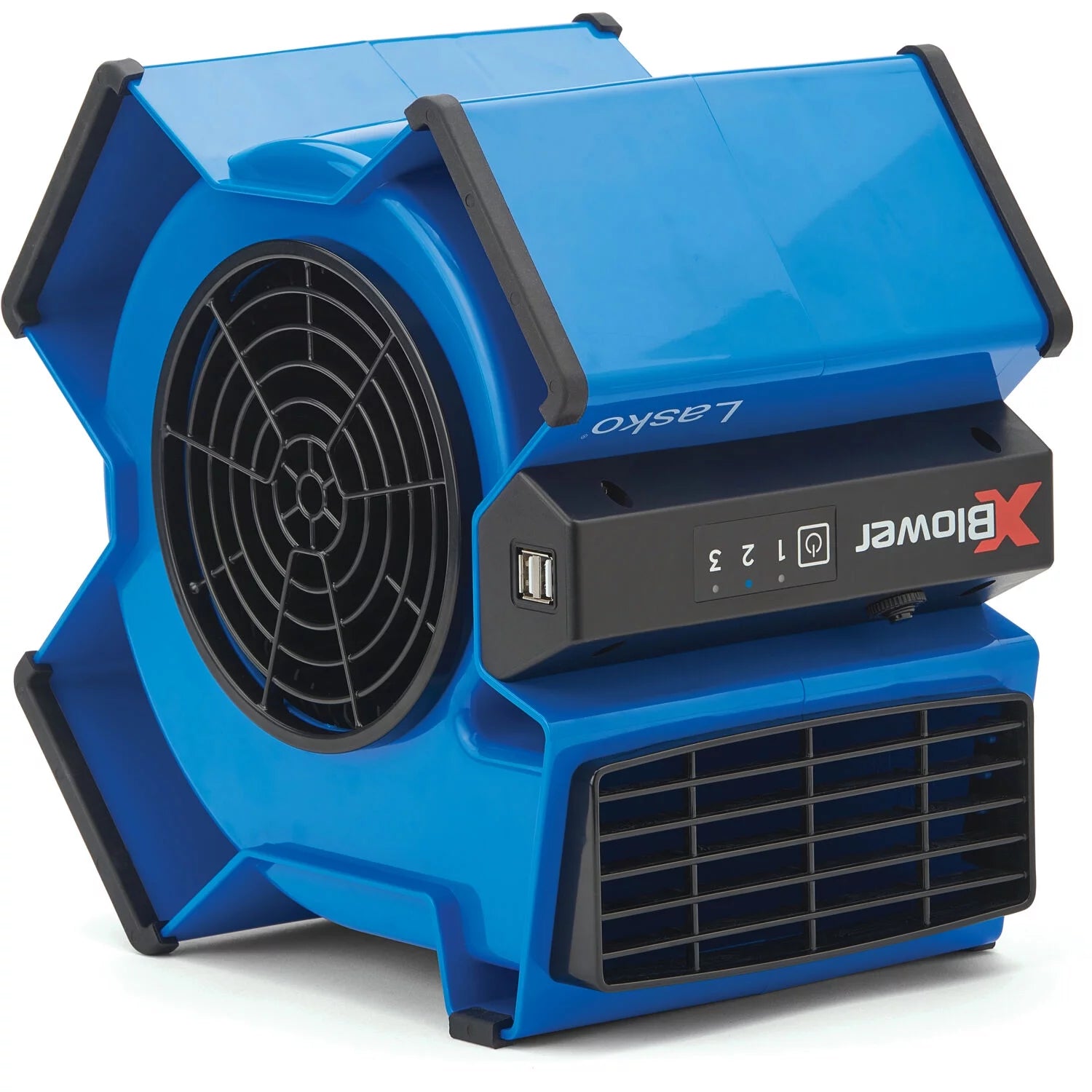 Lasko X-Blower 6 Position Blower Fan with Accessory Outlet and USB Ports, X12904, Gray
