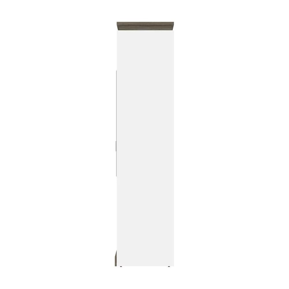 Bestar Orion 79" Full Murphy Bed with Narrow Bookcase in White