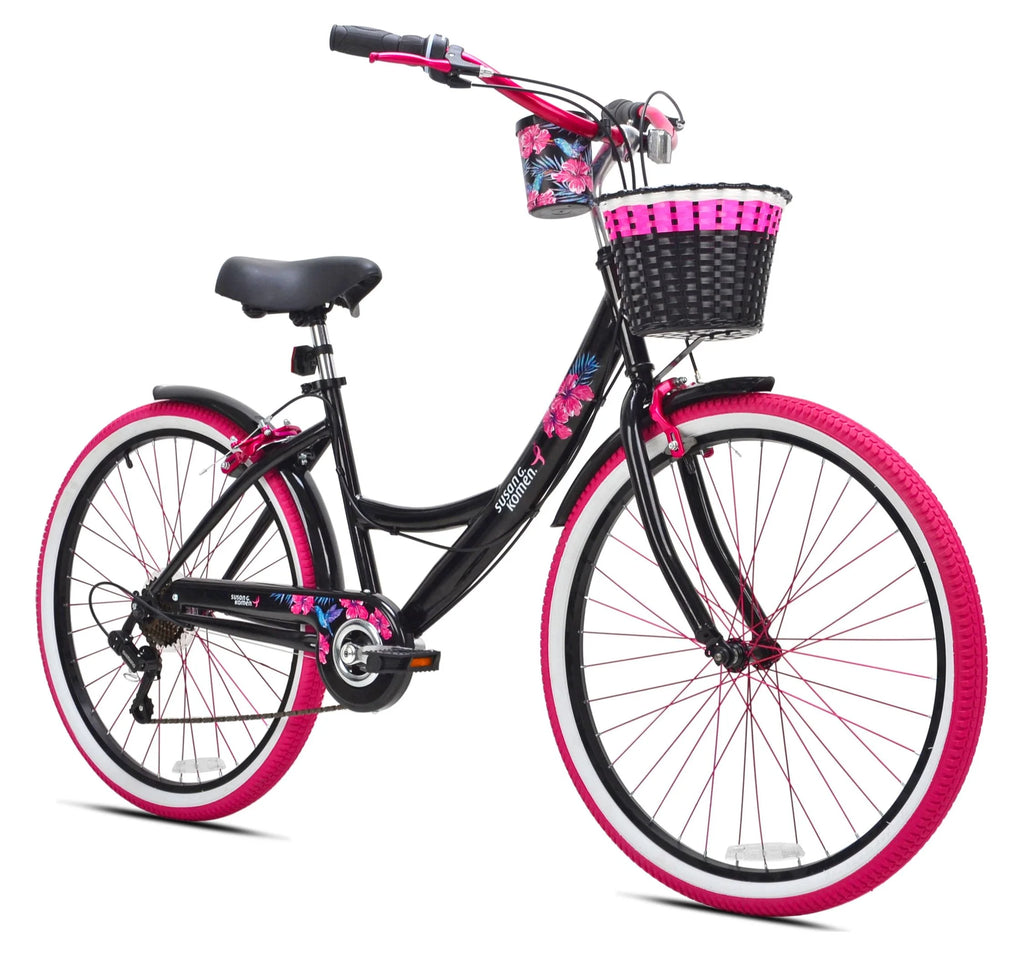 Susan G Komen 26" Women's Cruiser Bike, Black/Pink