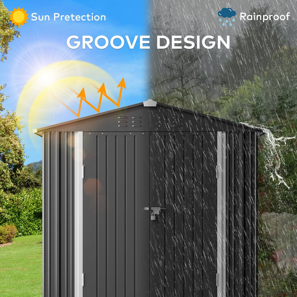 Lofka 6ft x 4ft Metal Garden Shed for Outdoor Storage, Gray