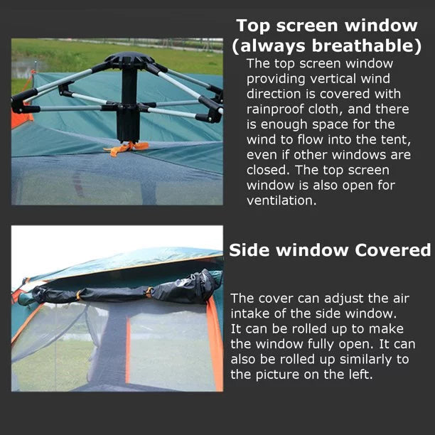 Dingrich Family Camping Tent for 4/5 Person Automatic Opening Instant Pop Up Hiking (Green)