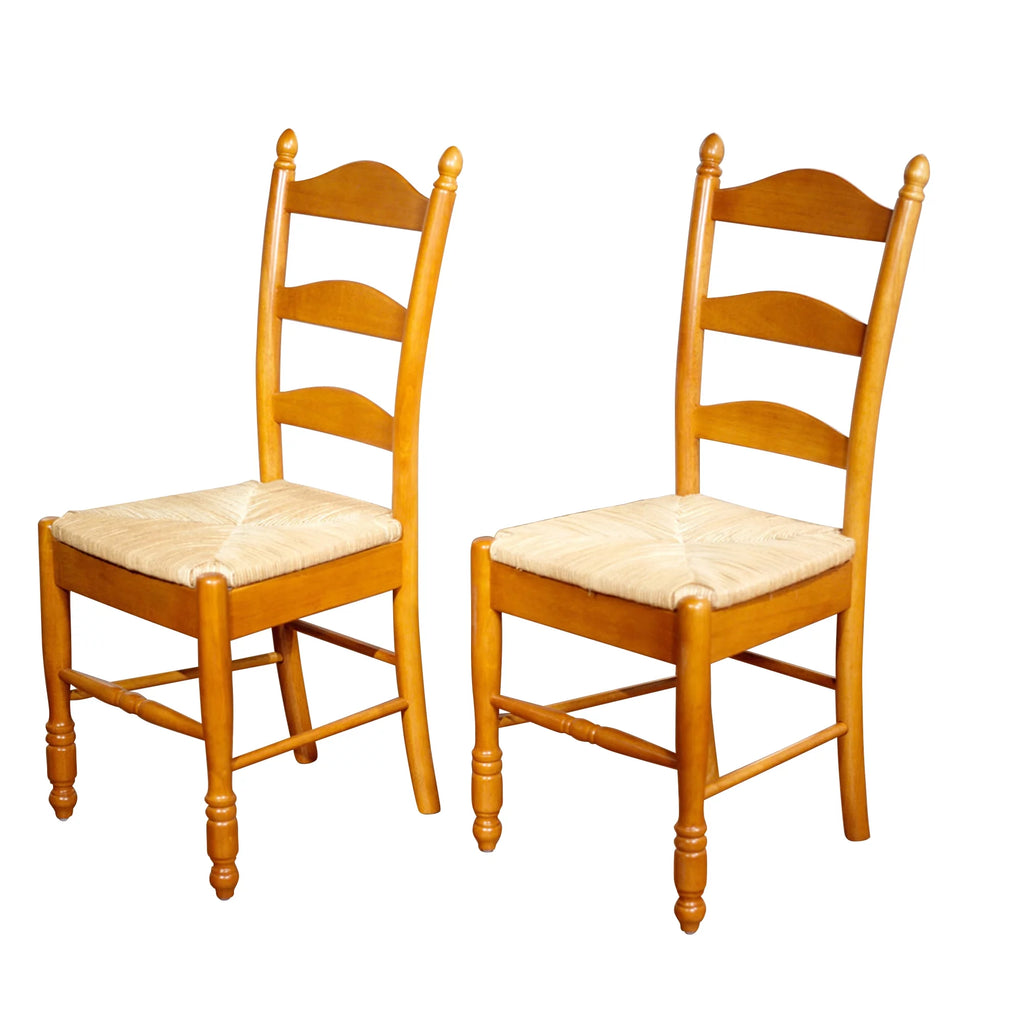 Ladder Back Rush Seat Chairs - Set of 2, Multiple Colors